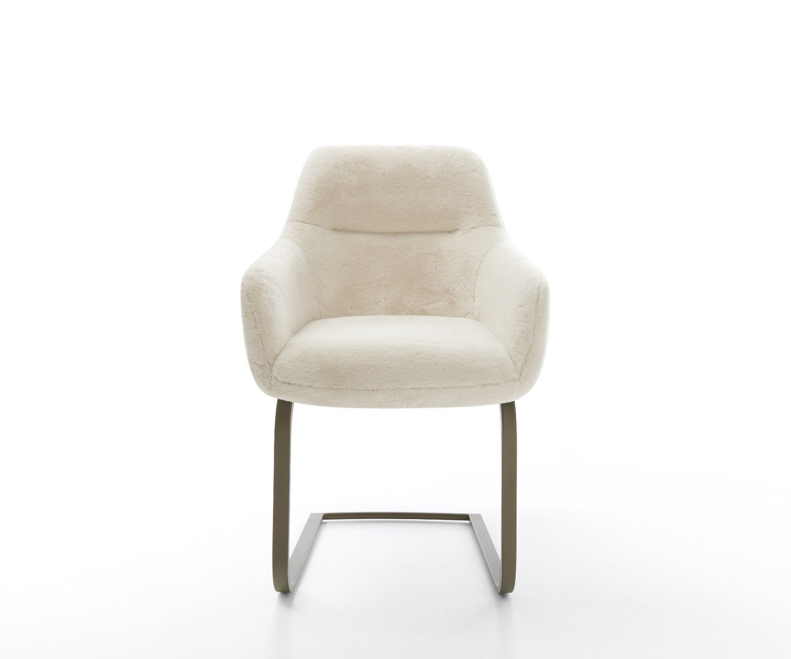 Freischwinger Pejo-Flex Plüsch Creme-Weiß Freischwinger flach Effektfinish Titan Taschenfederkern 2