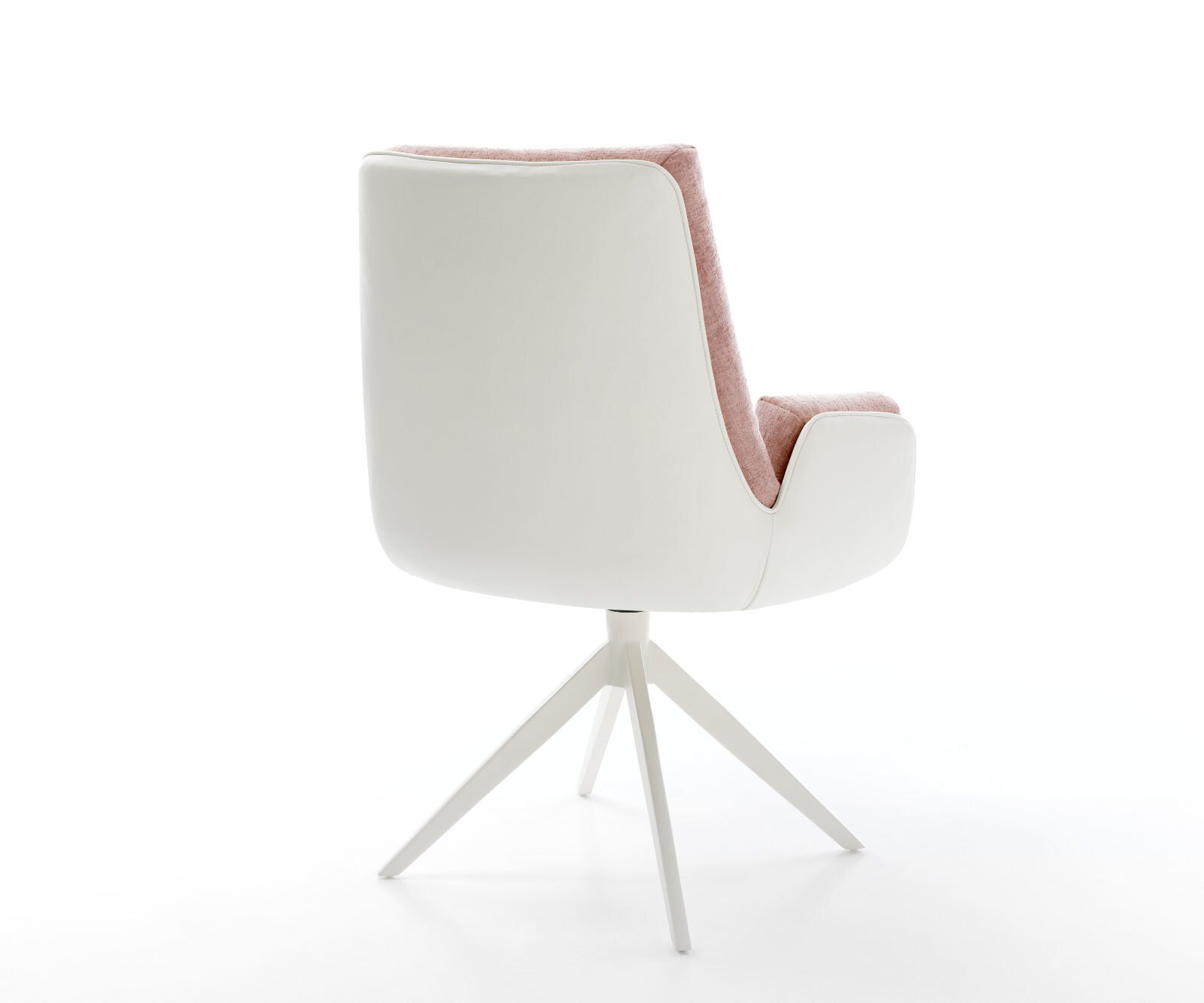 Drehstuhl Clea-Flex Materialmix Echtleder Weiß-Rosé Kreuzgestell breit Weiß 360° drehbar Wippfunktion 4