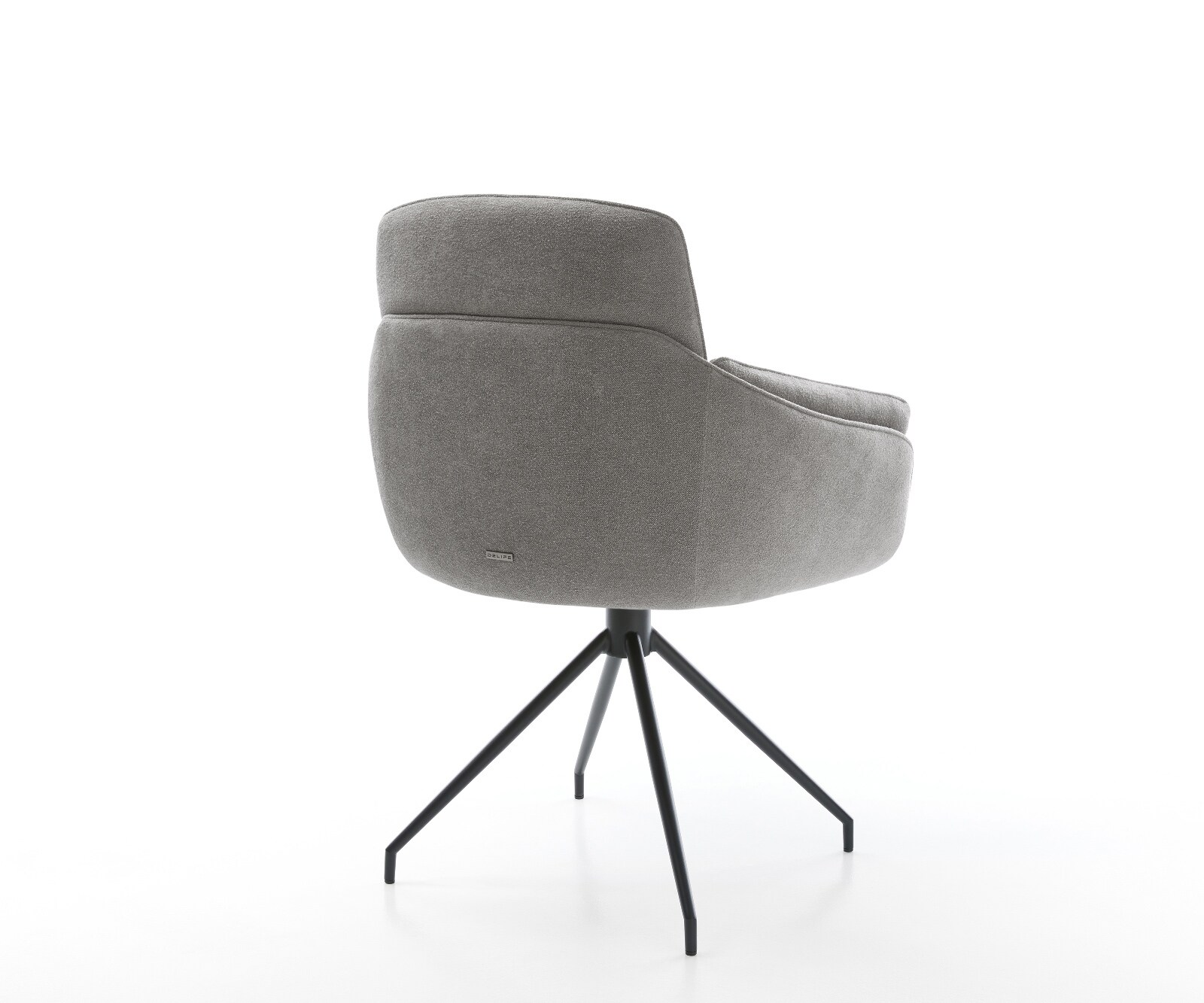 Esszimmerstuhl Luan-Flex mit Armlehnen Strukturstoff Soft Grau Kreuzgestell konisch Schwarz 5