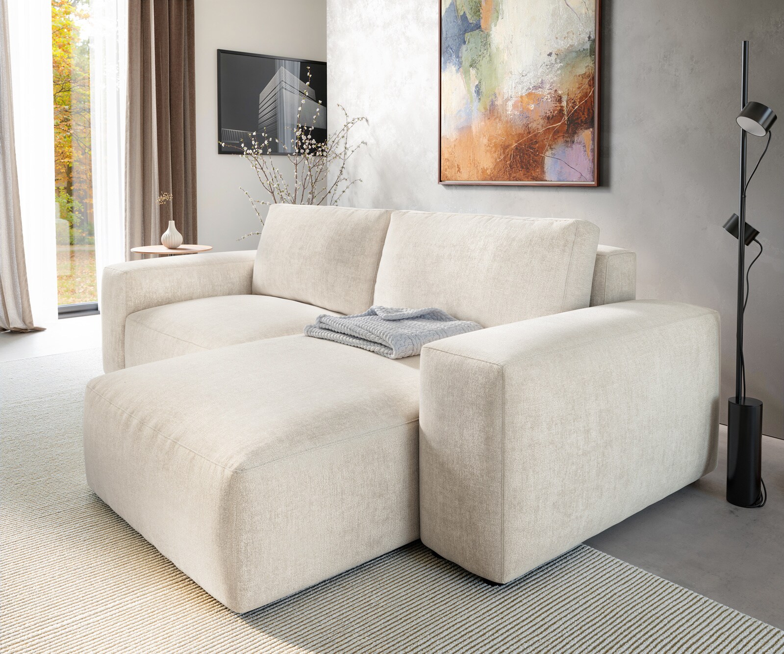 Ecksofa Lanzo 230x155 cm Strukturstoff Soft Beige Recamiere variabel 4