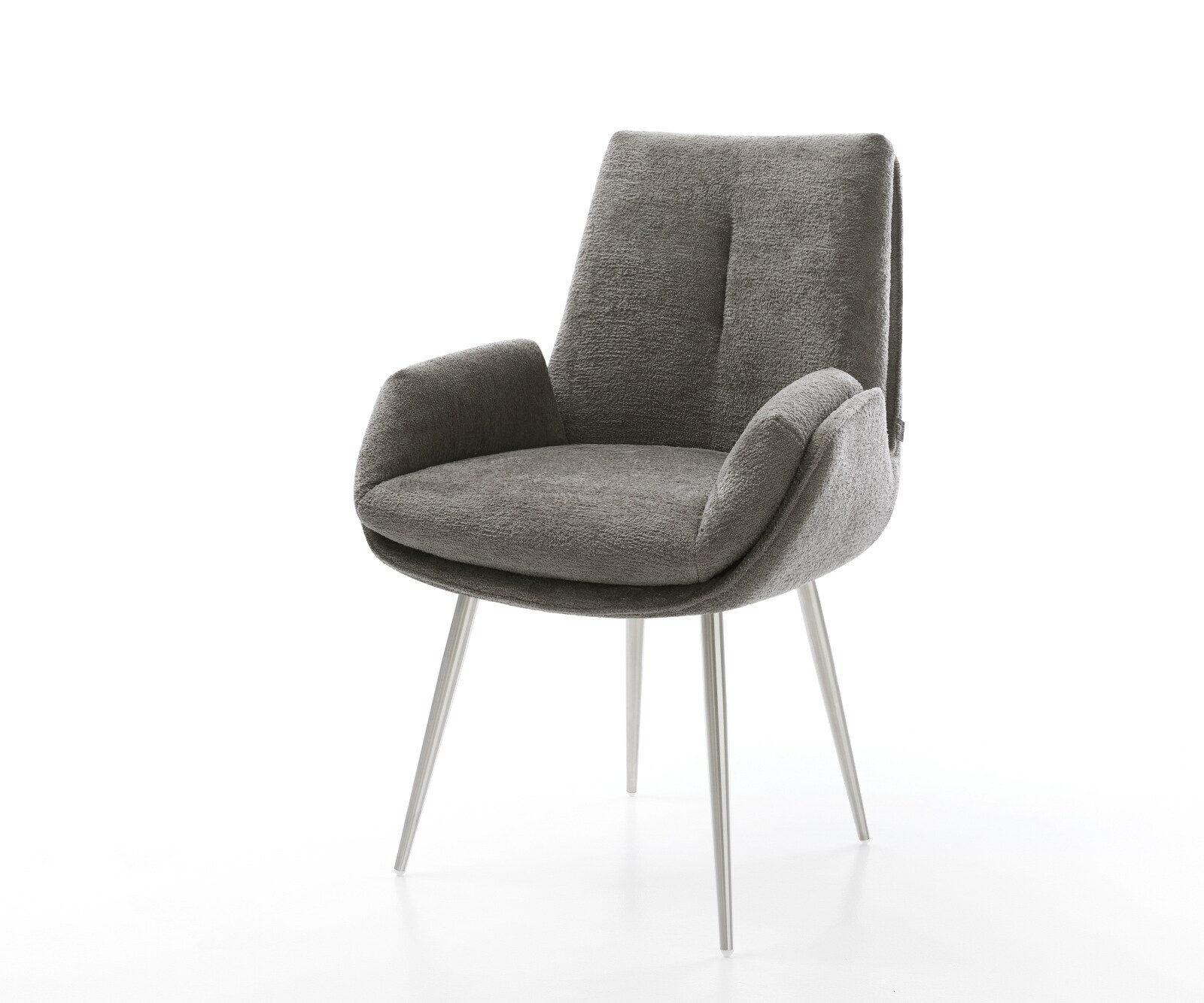 Esszimmerstuhl Clea-Flex Bouclé Soft Schlamm 4-Fuß konisch Edelstahl günstig online kaufen