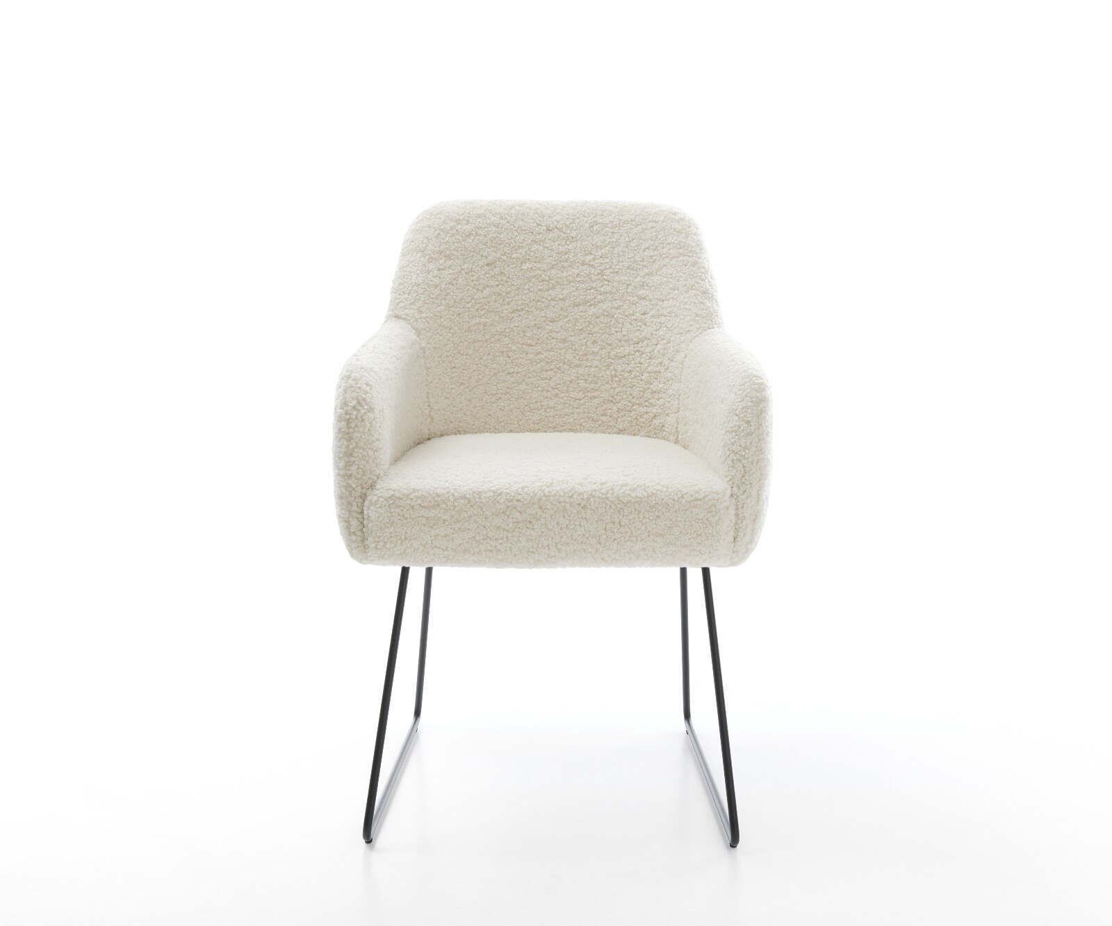 Esszimmerstuhl Greg-Flex Teddystoff Beige Kufengestell Schwarz Taschenfederkern 2