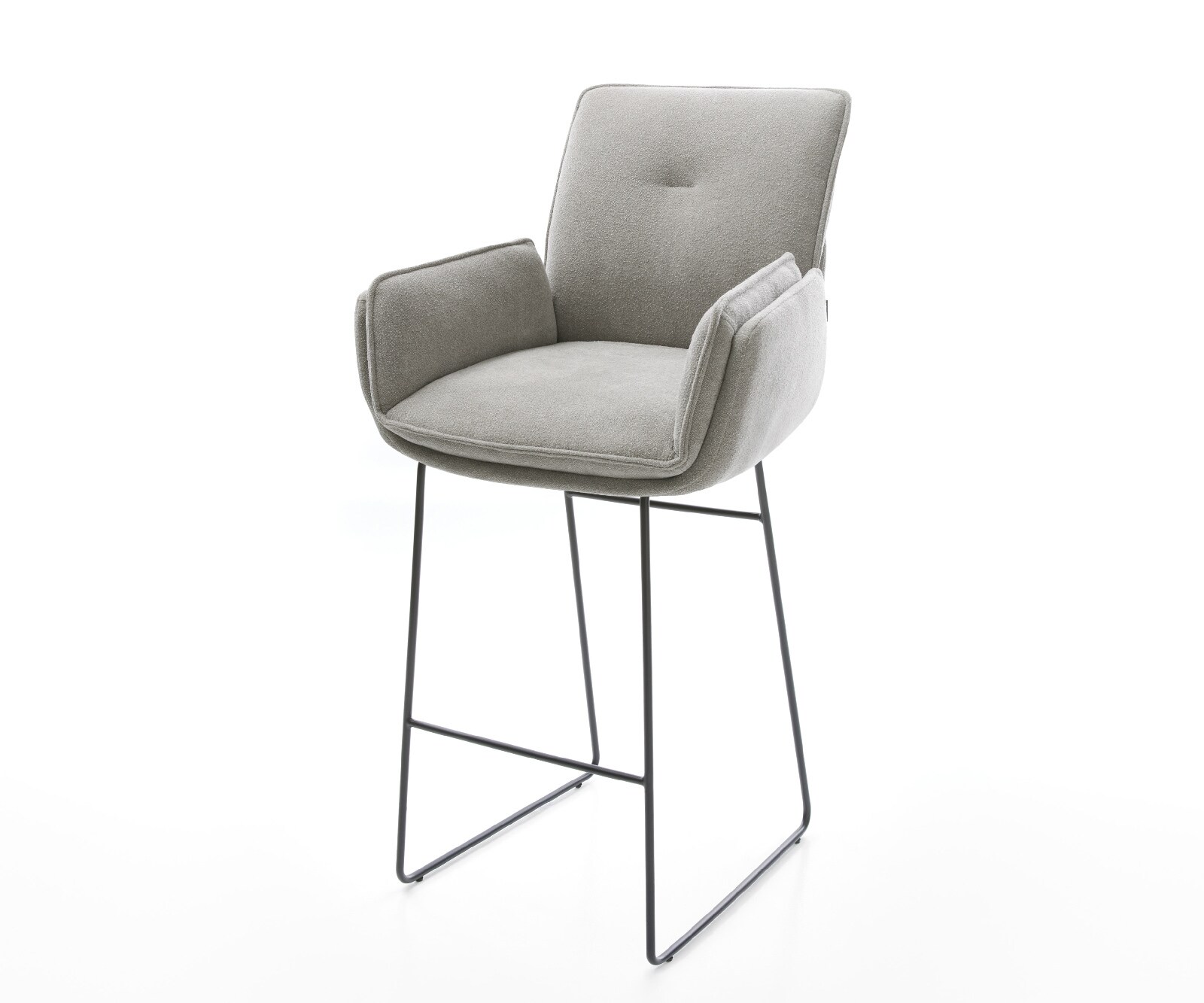 Barstuhl Nela-Flex Strukturstoff Soft Grau Kufengestell Metall Schwarz 1