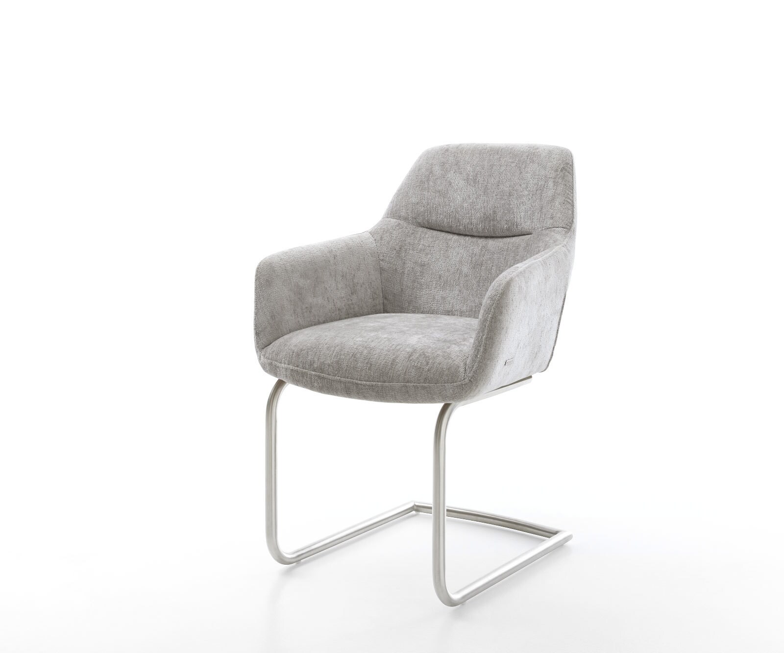 Freischwinger Pejo-Flex Chenille Silbergrau Freischwinger rund Edelstahl Ta günstig online kaufen