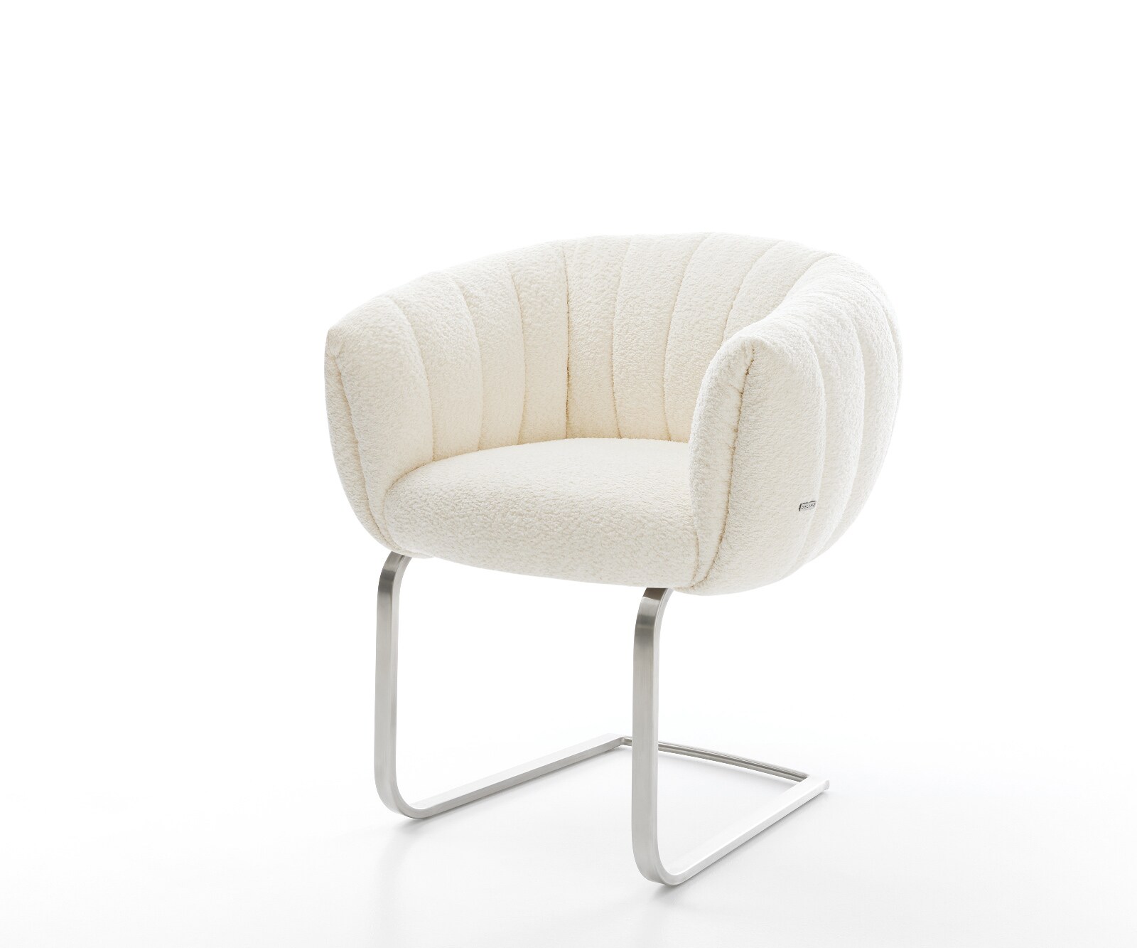 Freischwinger Jada-Flex Bouclé Weiß Freischwinger flach Edelstahl Taschenfederkern