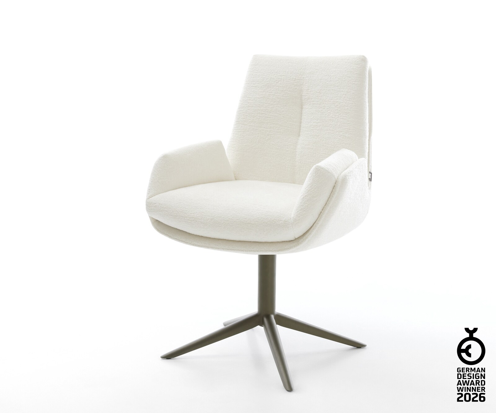 Drehstuhl Clea-Flex Bouclé Soft Beige Fußkreuz Effektfinish Titan 360° dreh günstig online kaufen