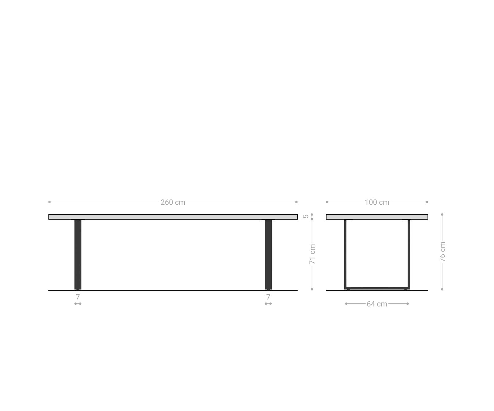 Esstisch Edge 260x100 Eiche Natur Metall Schmal schwarz Live-Edge 8