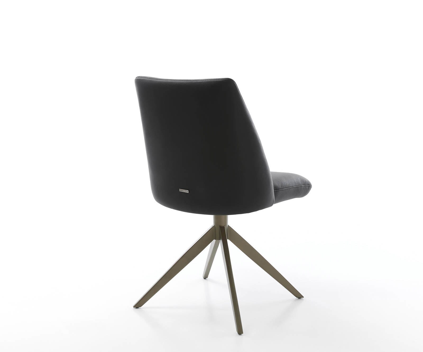 Drehstuhl Elso-Flex Echt-Leder Schwarz Kreuzgestell breit Effektfinish Titan 360° drehbar Taschenfederkern 4