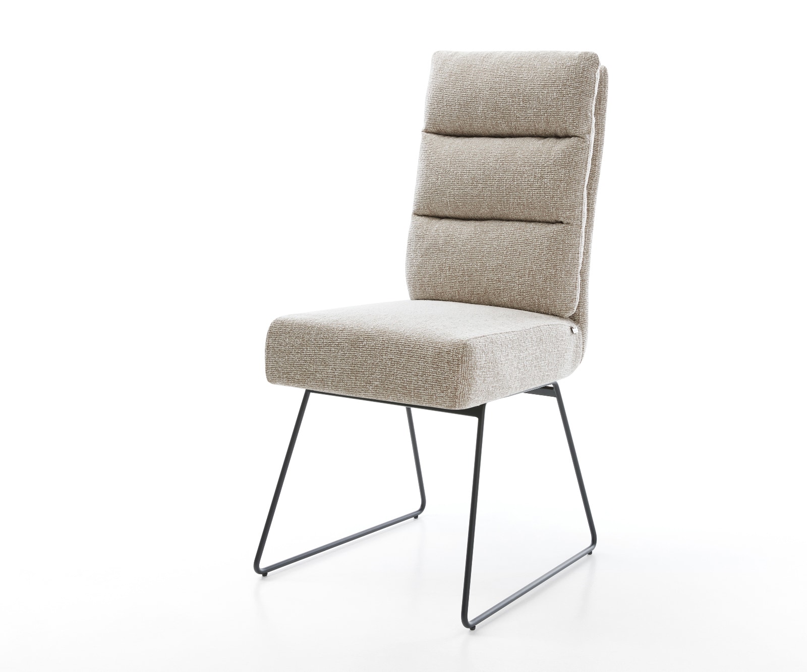 Esszimmerstuhl Pela-Flex Webstoff Soft Beige Kufengestell Schwarz Taschenfederkern