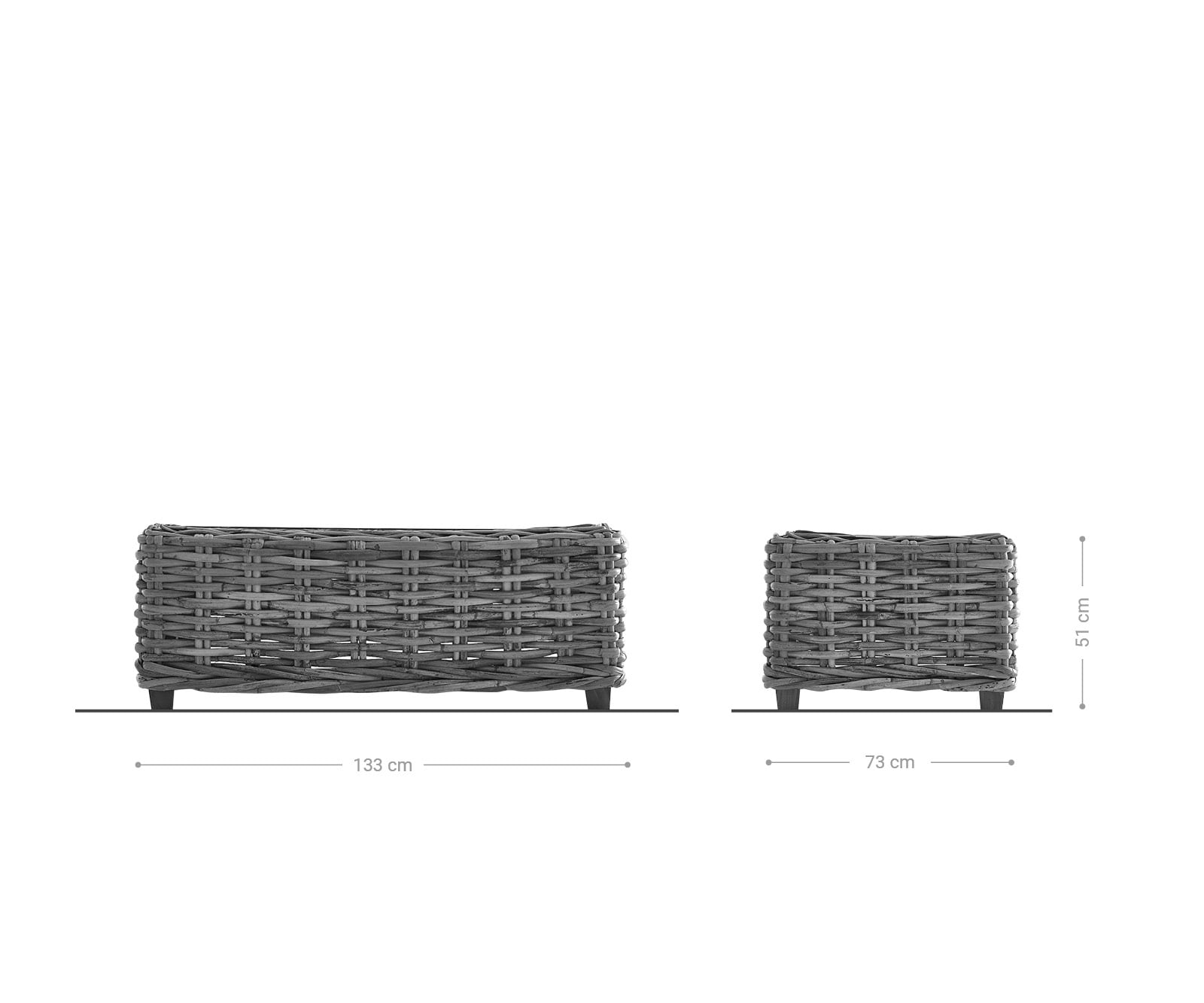 Loungetisch Nizza 133x73 cm Rattan white washed Glasplatte 6