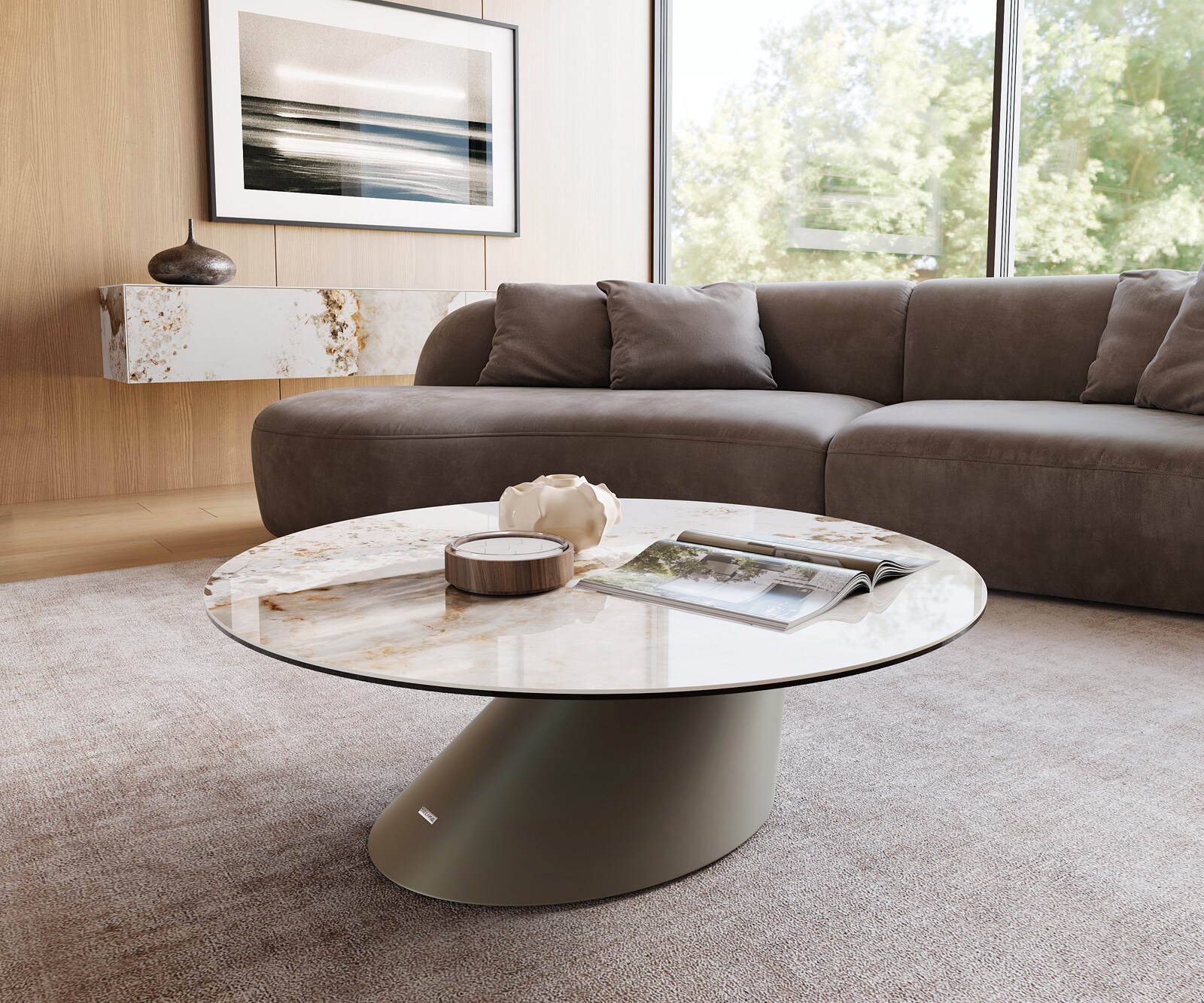 Couchtisch Edge Rund 100x100 cm Keramik Minas Melange Conis Metall Effektfi günstig online kaufen