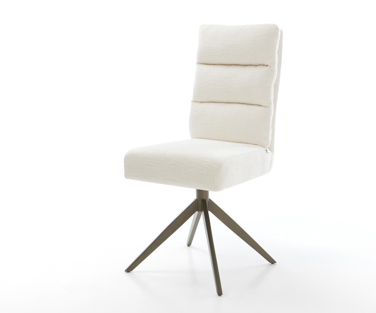 Drehstuhl Pela-Flex Bouclé Soft Beige Kreuzgestell breit Effektfinish Titan 360° drehbar Wippfunktion Taschenfederkern