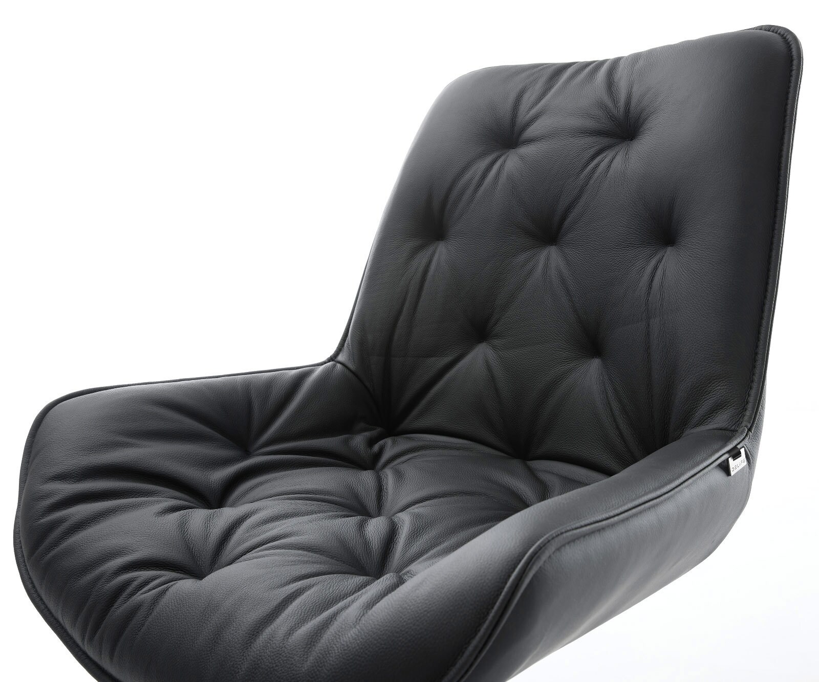 Esszimmerstuhl Taimi-Flex Echt-Leder Schwarz Kufengestell Edelstahl 3