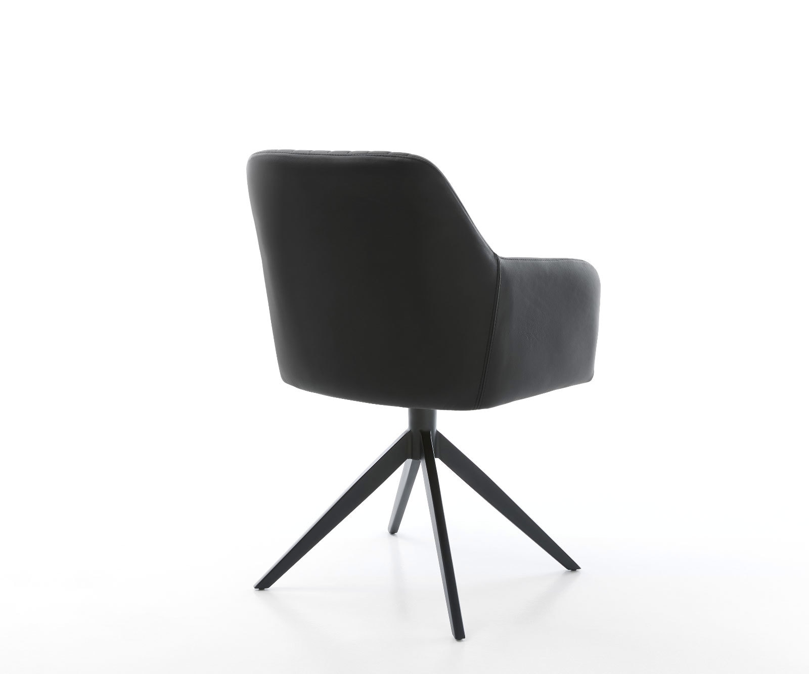 Esszimmerstuhl Greg-Flex Echt-Leder Schwarz Kreuzgestell breit Schwarz Taschenfederkern 5