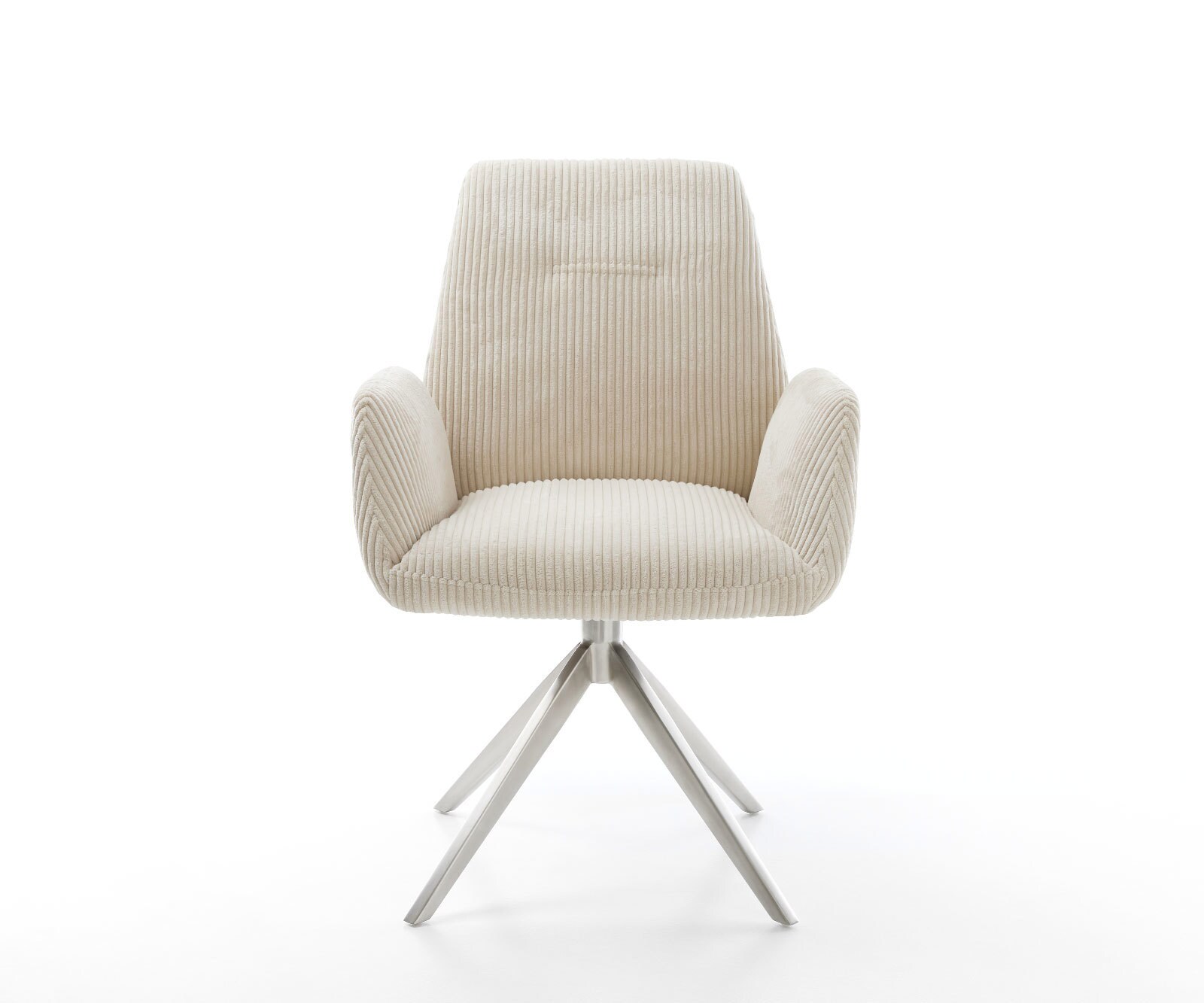 Esszimmerstuhl Zoa-Flex Cord Beige Kreuzgestell breit Edelstahl Taschenfederkern 2