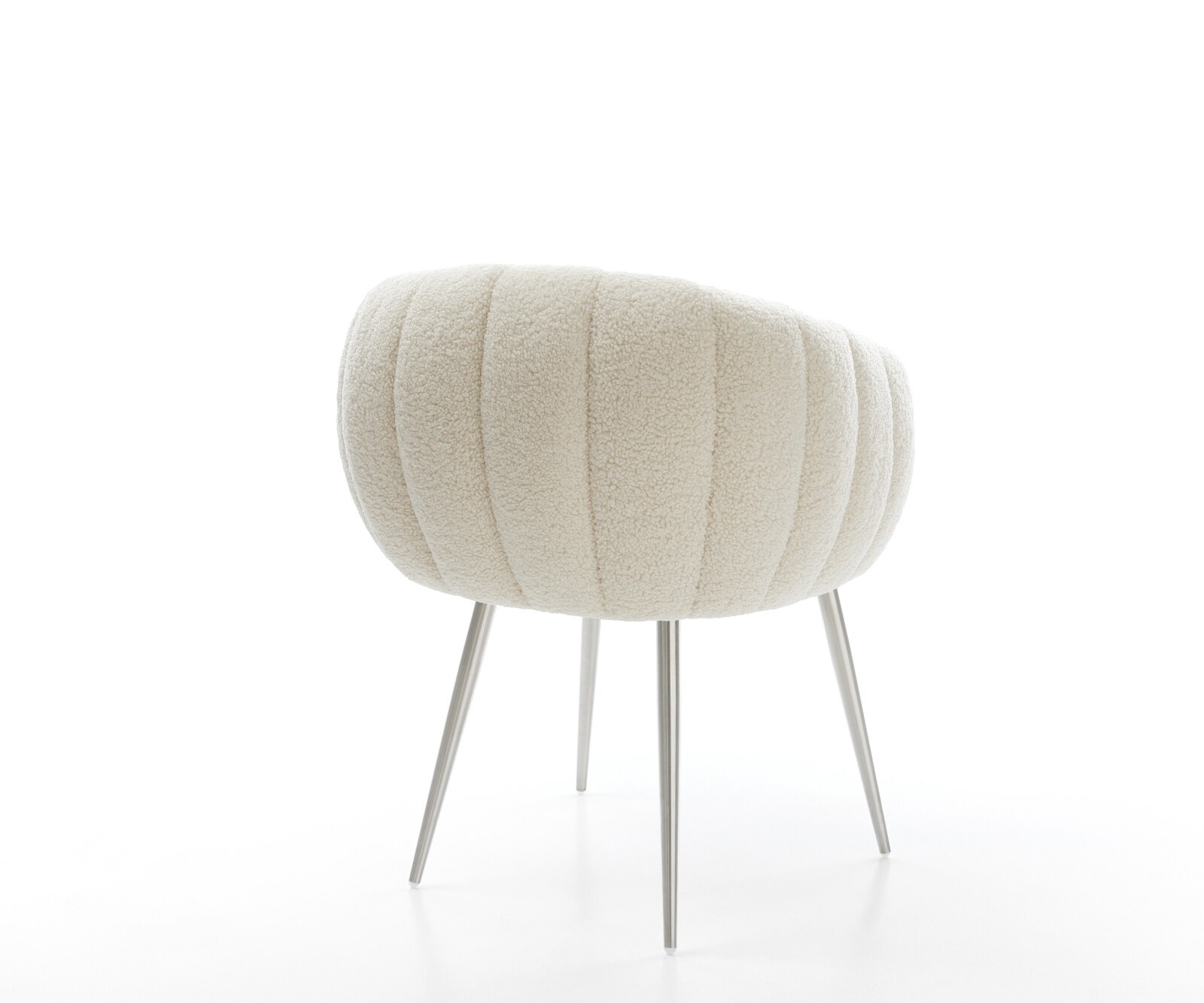 Esszimmerstuhl Jada-Flex Teddystoff Beige 4-Fuß konisch Edelstahl Taschenfederkern 4