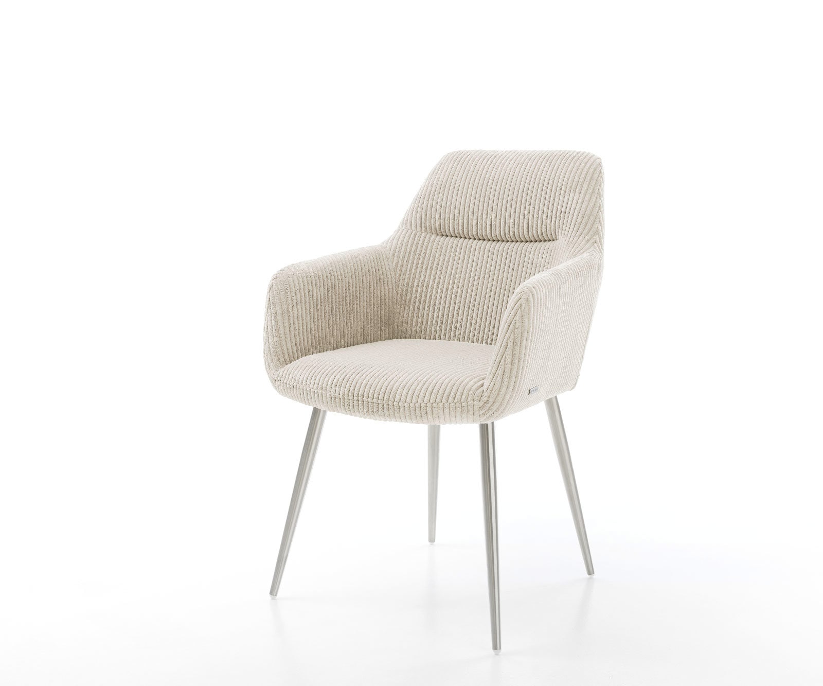 Esszimmerstuhl Pejo-Flex Cord Beige 4-Fuß konisch Edelstahl Taschenfederkern