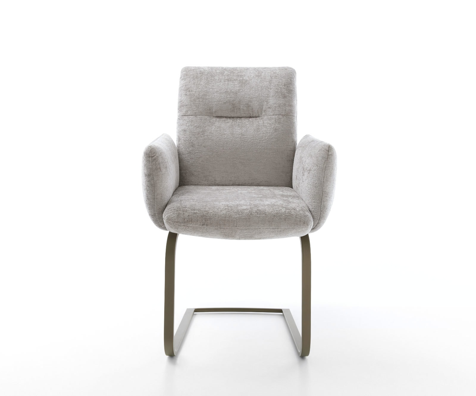 Freischwinger Jova-Flex mit Armlehnen Chenille Silbergrau Freischwinger flach Effektfinish Titan Taschenfederkern 1