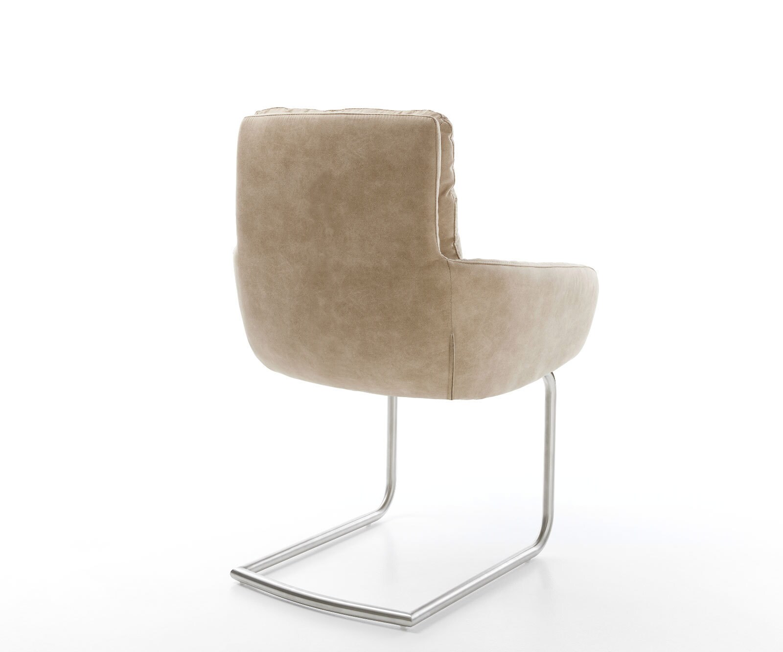Freischwinger Abelia-Flex mit Armlehnen Mikrofaser Beige Vintage Freischwinger rund Edelstahl 4