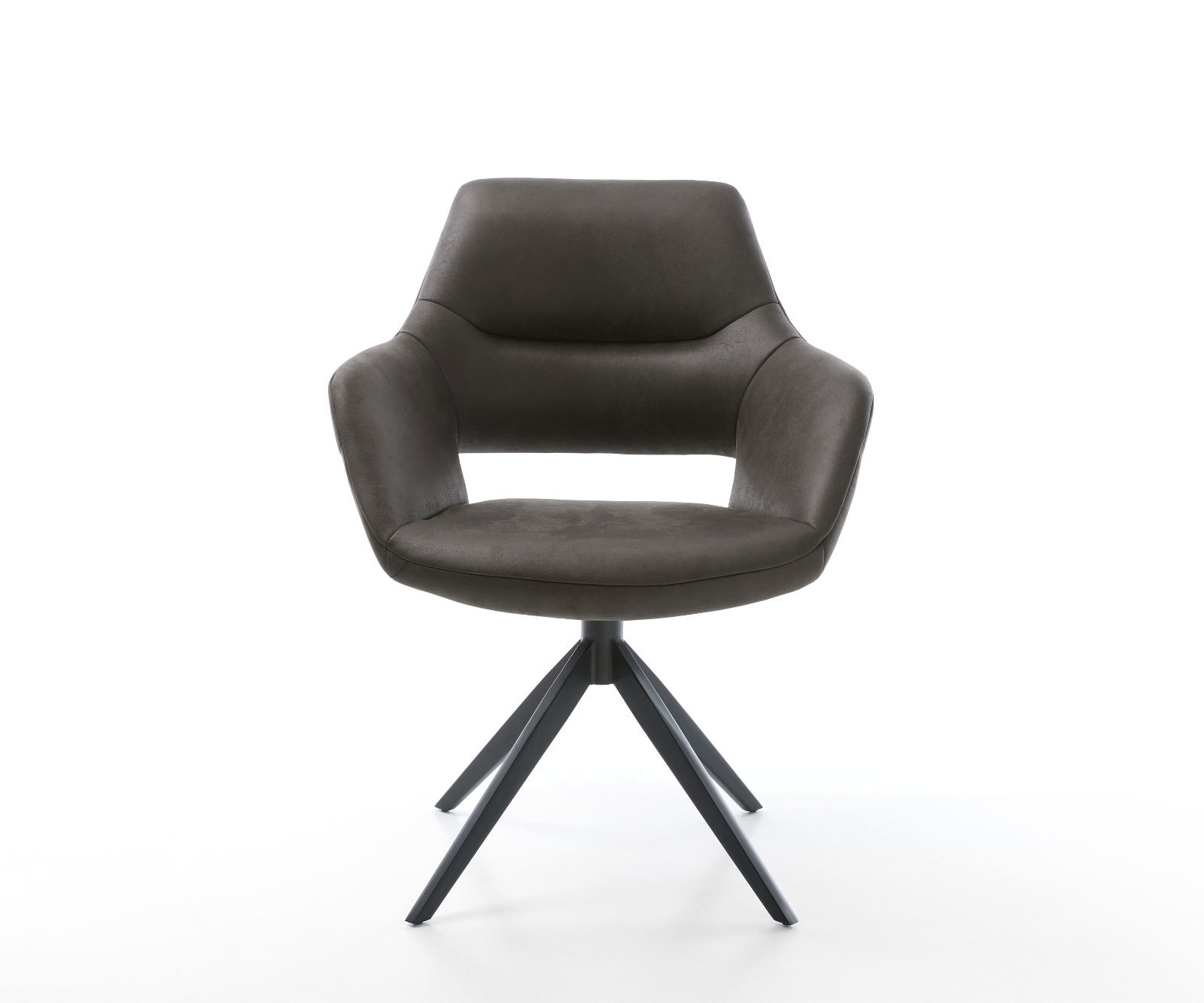 Drehstuhl Yago-Flex mit Armlehnen Mikrofaser Anthrazit Vintage Kreuzgestell breit schwarz 360° drehbar Wippfunktion Taschenfederkern 2