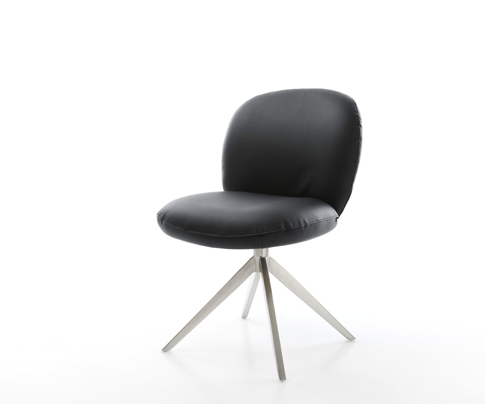 Drehstuhl Nube-Flex Echt-Leder Schwarz Kreuzgestell breit Edelstahl 360° dr günstig online kaufen