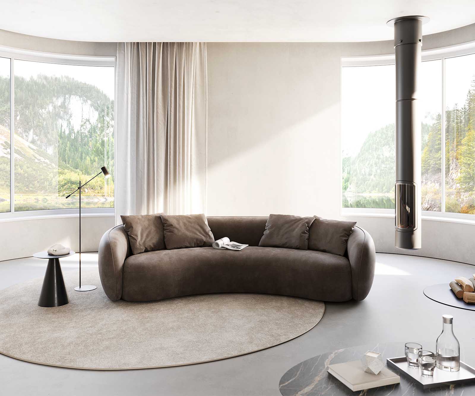 3-Sitzer Larna 260x120 cm Mikrofaser Taupe Vintage 1