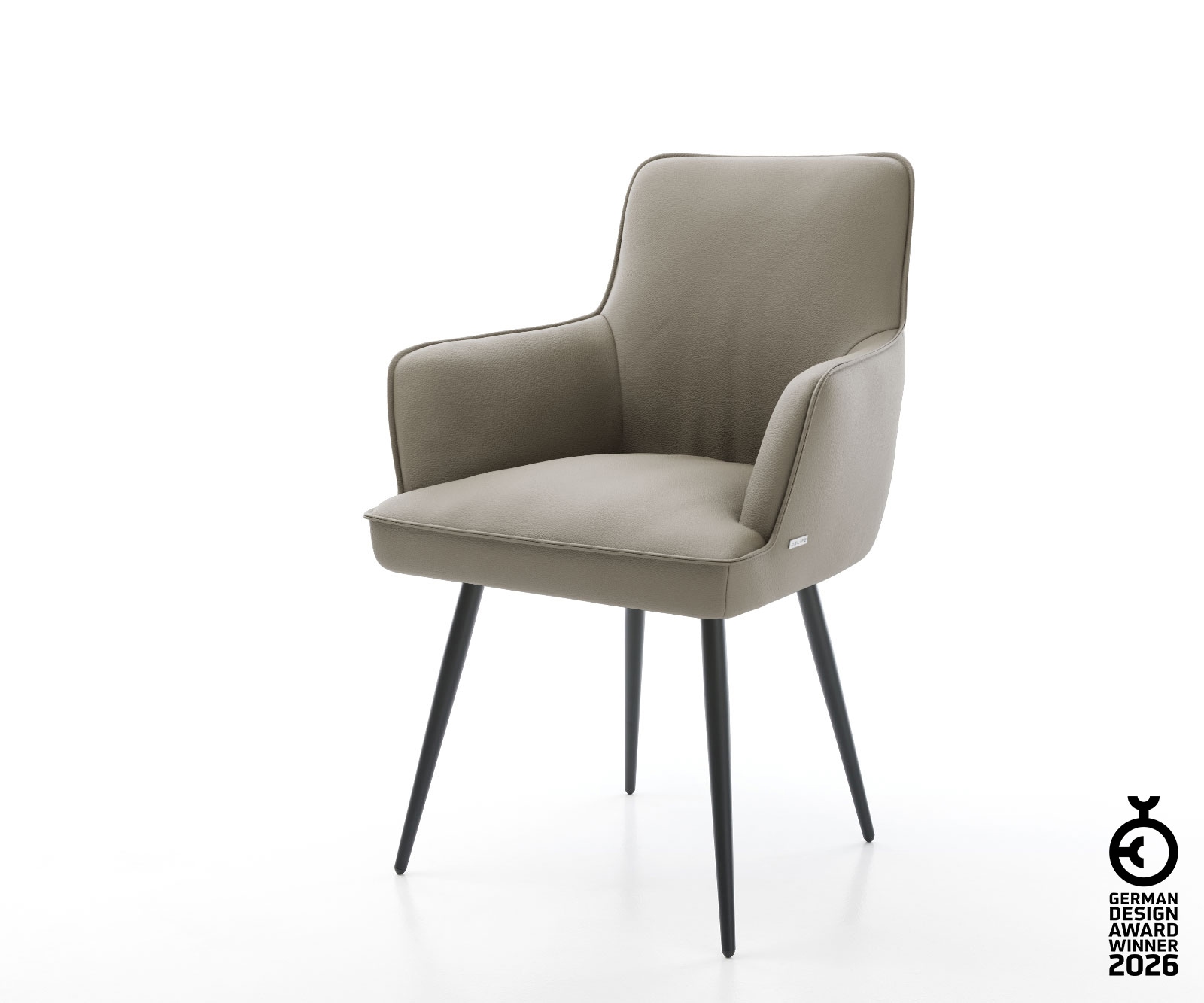 Esszimmerstuhl Heira-Flex mit Armlehnen Echt-Leder Schlamm 4-Fuß konisch Sc günstig online kaufen