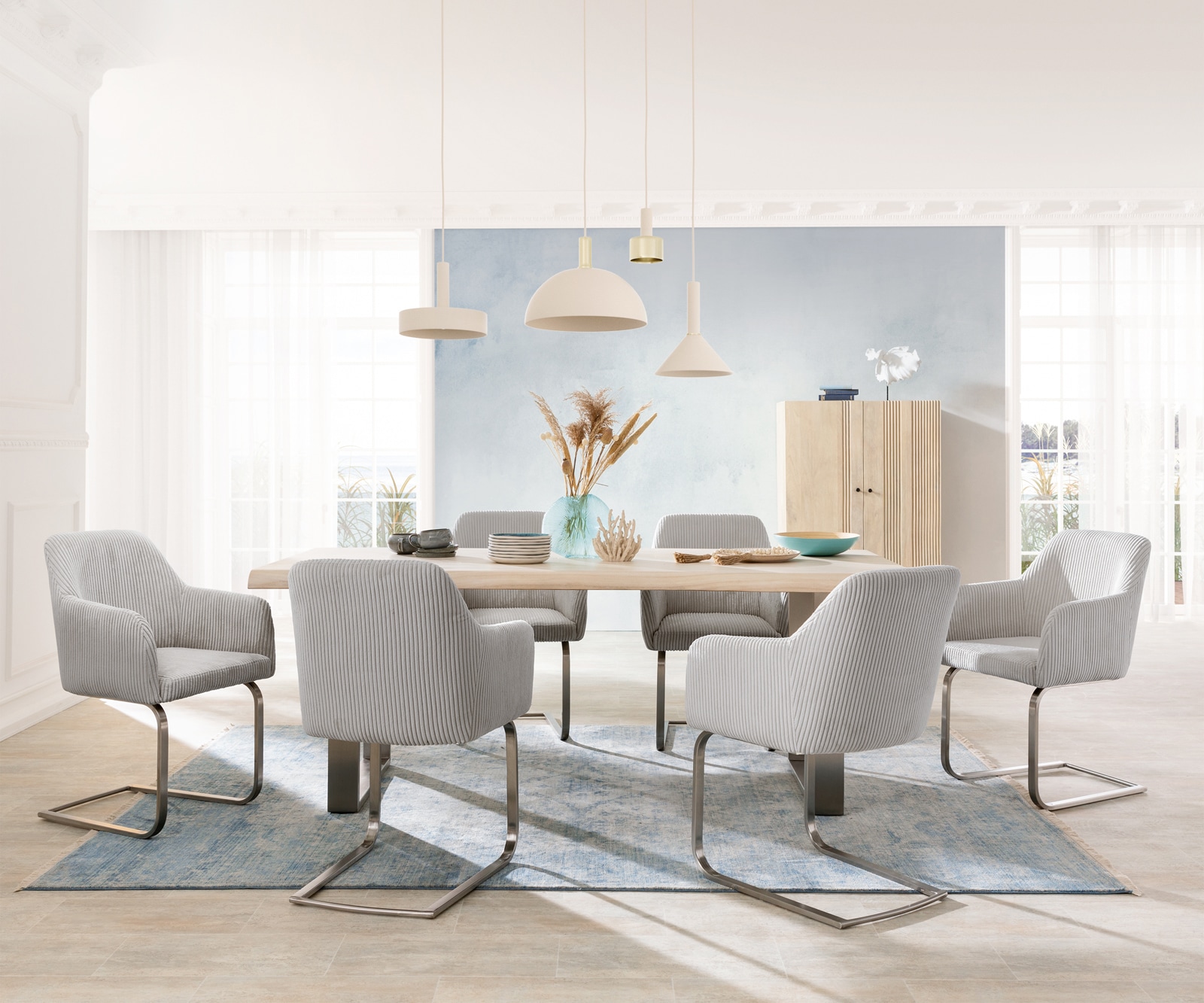 Freischwinger Greg-Flex Cord Silbergrau Freischwinger flach Edelstahl Taschenfederkern 3 Freischwinger Greg-Flex Cord Silbergrau Freischwinger flach Edelstahl Taschenfederkern 3