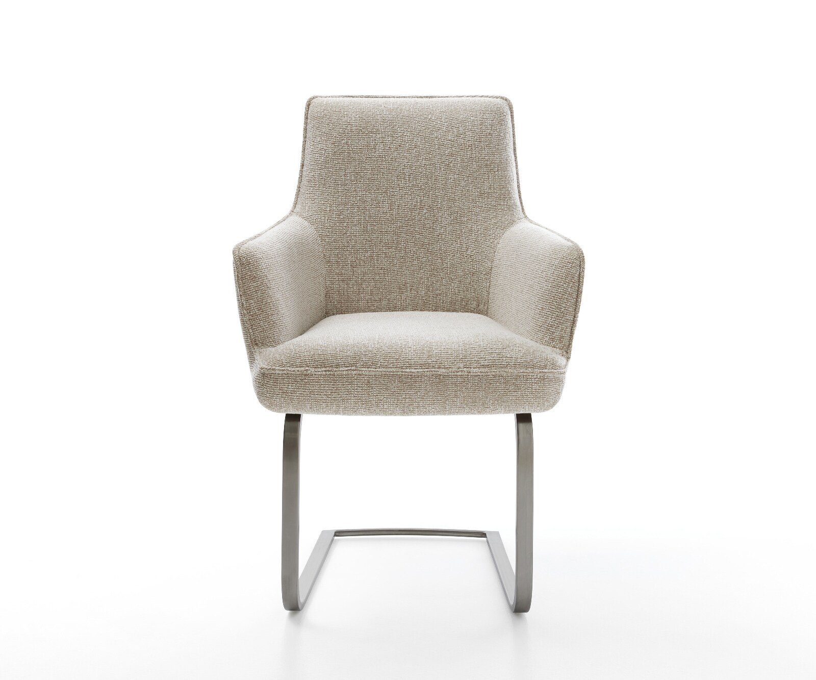 Freischwinger Heira-Flex mit Armlehnen Webstoff Soft Beige Freischwinger flach Graphit Taschenfederkern 1