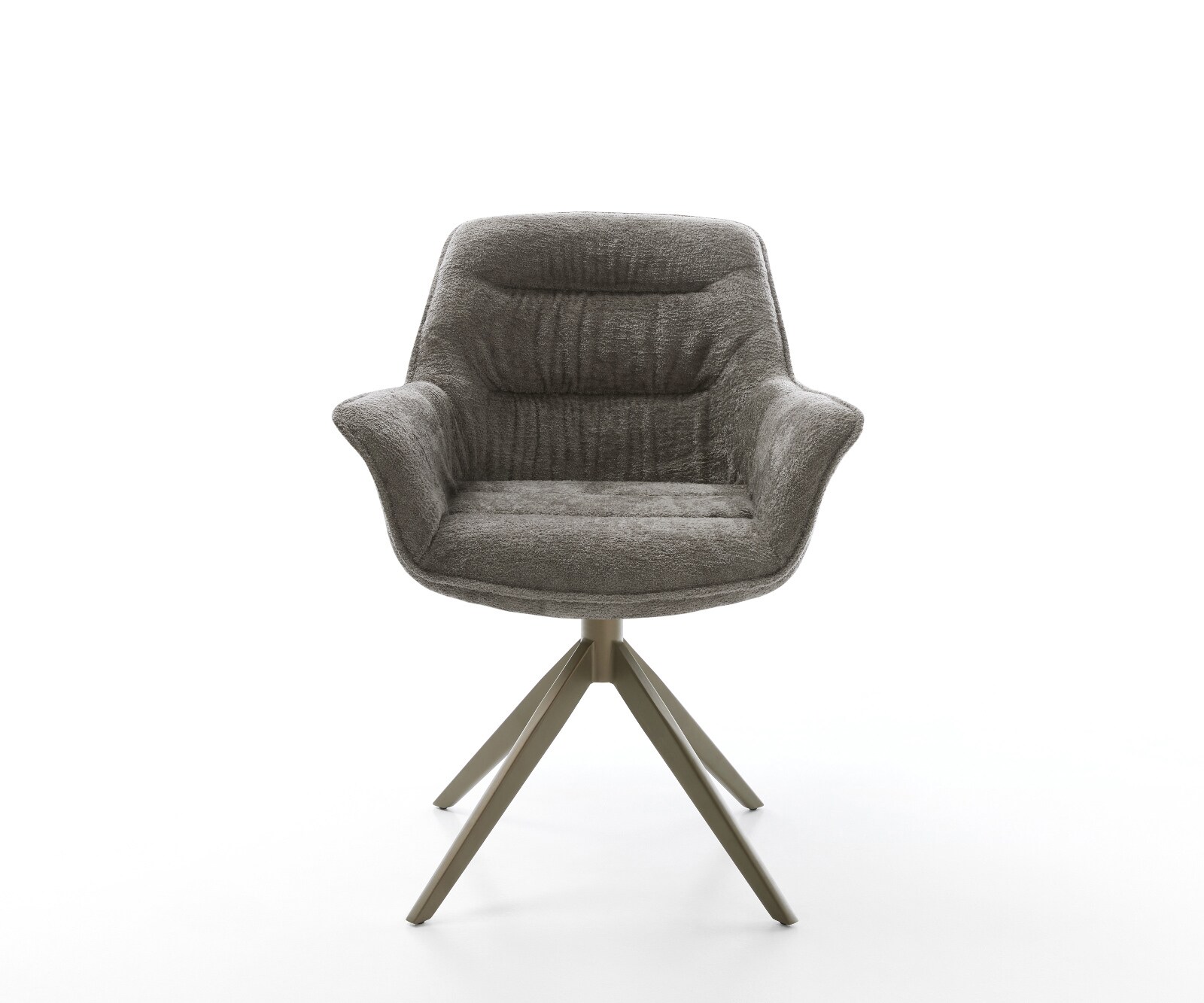 Drehstuhl Kaira-Flex Bouclé Soft Schlamm Kreuzgestell breit Effektfinish Titan 360° drehbar Wippfunktion 1