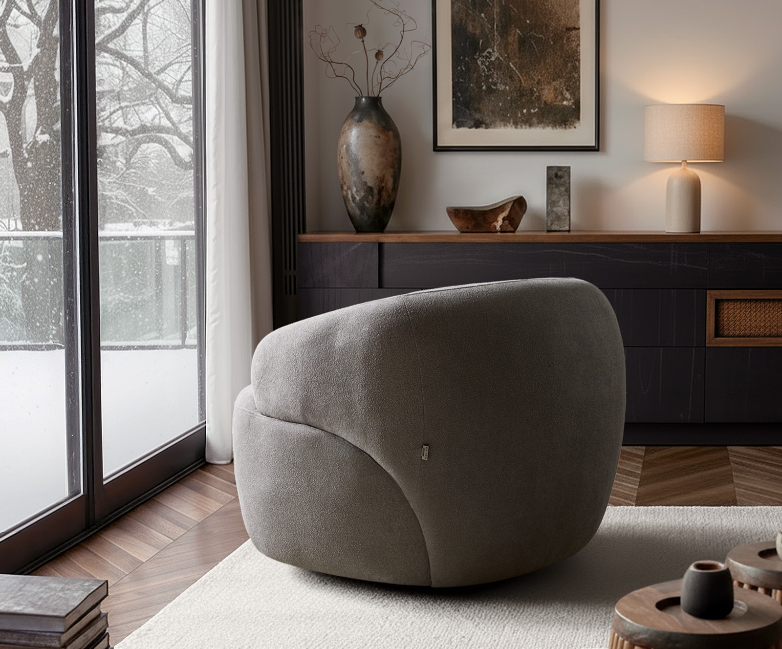 Loungesessel Nova 88x88 cm Strukturstoff Soft Grau 7