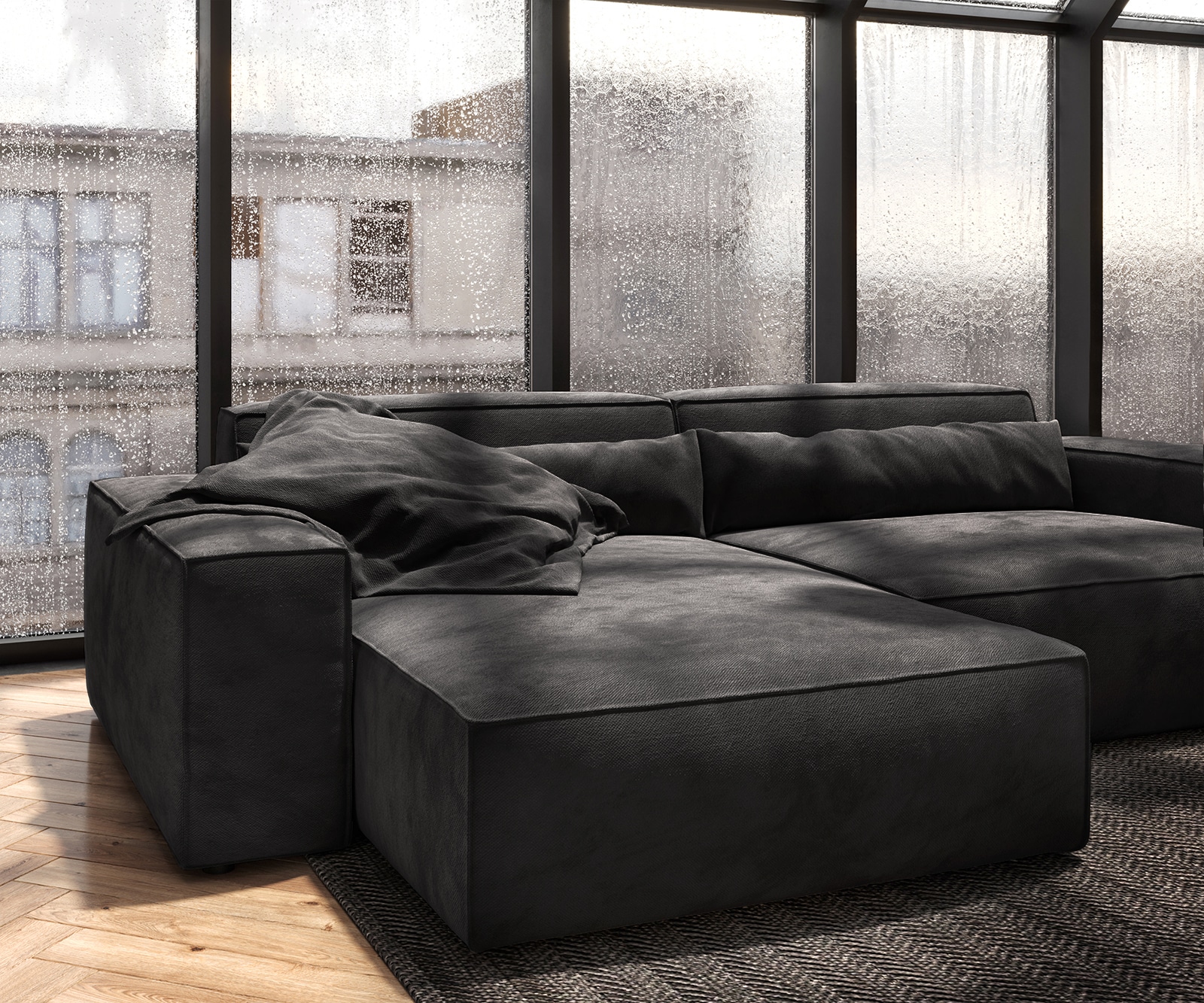 Ecksofa Sirpio XL 270x170 cm Mikrofaser Schwarz Recamiere variabel 6 Ecksofa Sirpio XL 270x170 cm Mikrofaser Schwarz Recamiere variabel 6