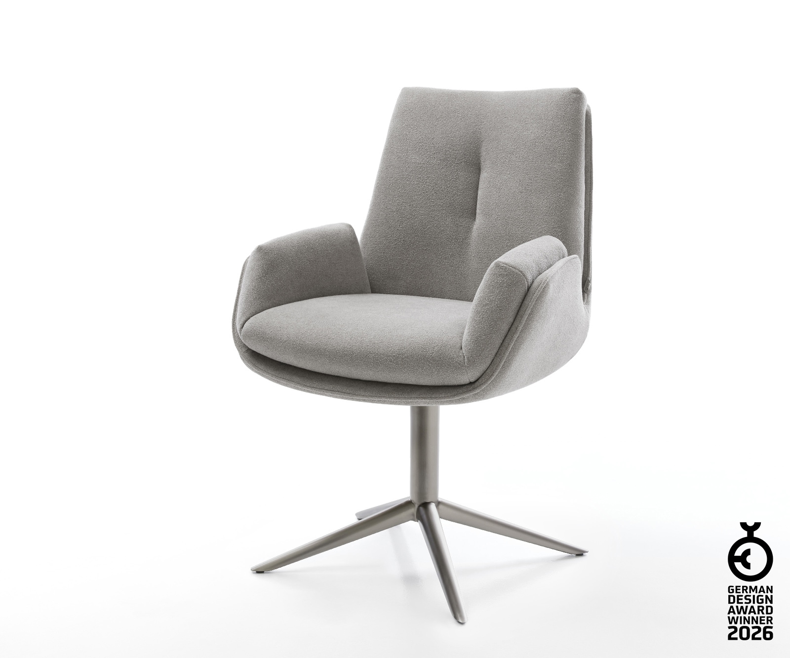 Drehstuhl Clea-Flex Strukturstoff Soft Grau Fußkreuz Graphit 360° drehbar Wippfunktion