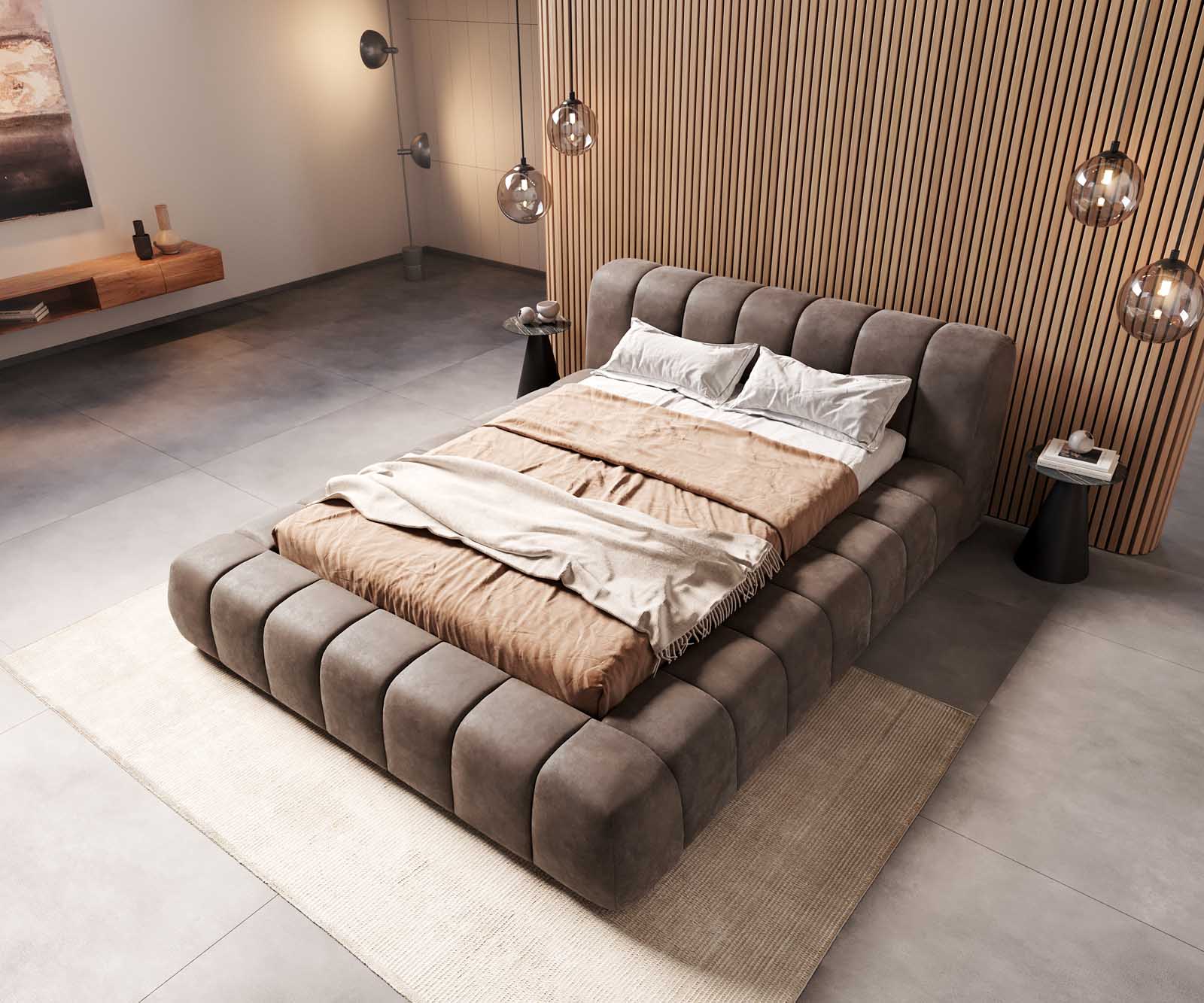 Polsterbettgestell Cutio 140x200 cm Mikrofaser Taupe Vintage 3