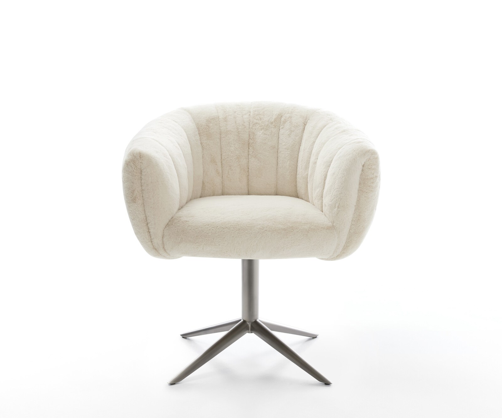 Drehstuhl Jada-Flex Plüsch Creme-Weiß Fußkreuz Graphit 360° drehbar Wippfunktion Taschenfederkern 2