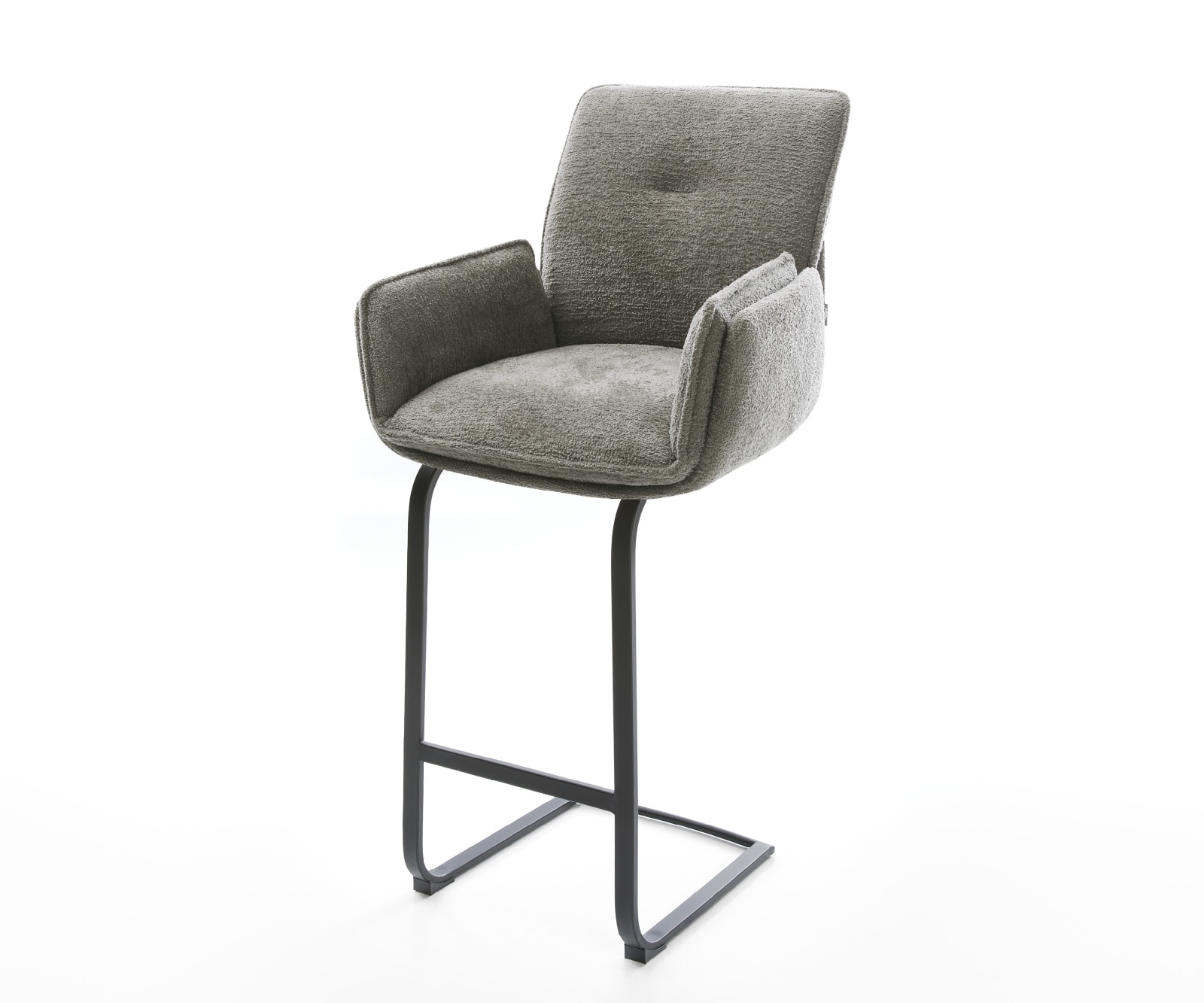 Barstuhl Nela-Flex Bouclé Soft Schlamm Freischwinger Flach Metall Schwarz 1