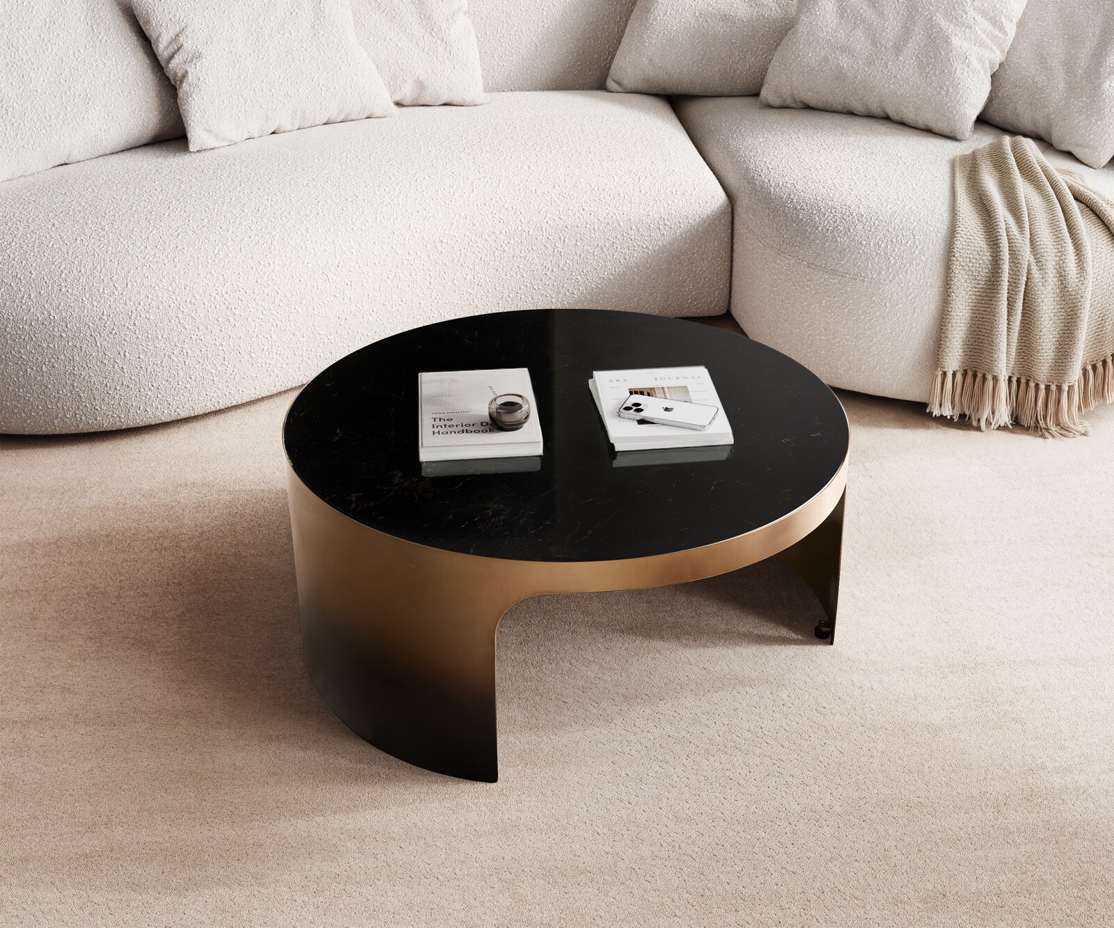 Couchtisch Alerio 90x90 cm Marmor Schwarz Silber Metall Gold Ombre 1