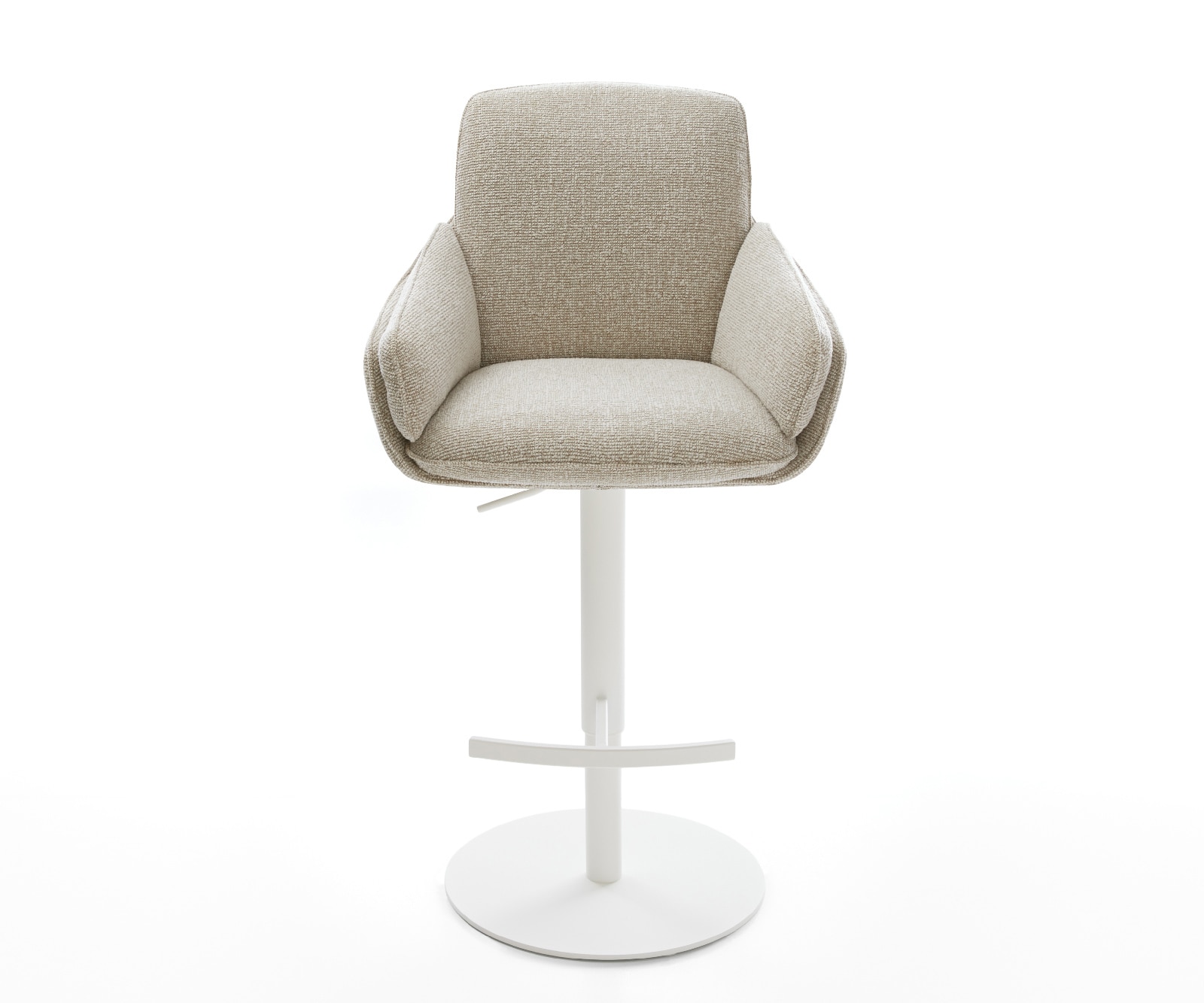Barstuhl Luan-Flex Webstoff Soft Beige Drehfuß höhenverstellbar Metall Weiß 1