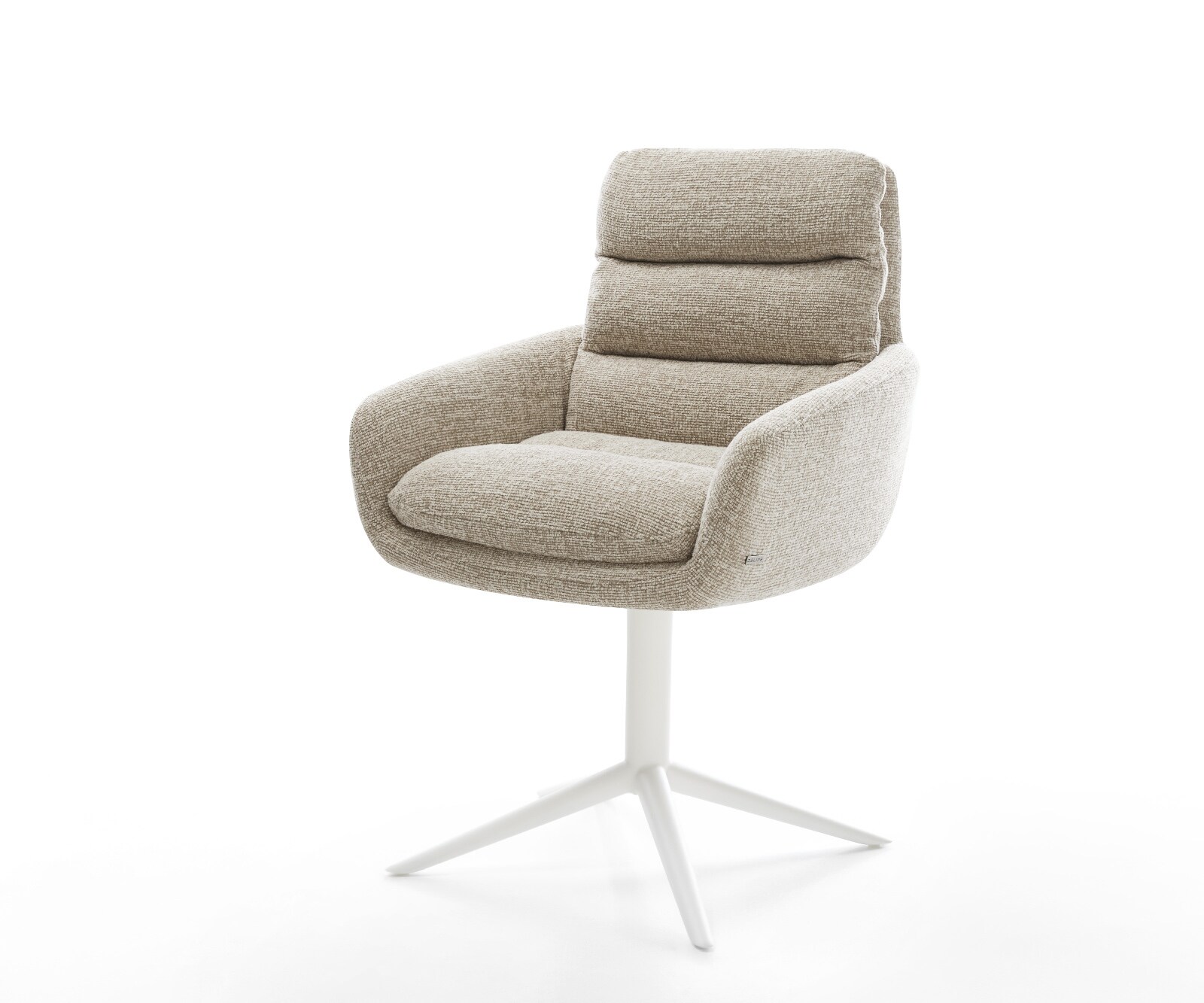 Drehstuhl Abelia-Flex mit Armlehnen Webstoff Soft Beige Fußkreuz Weiß 360° günstig online kaufen