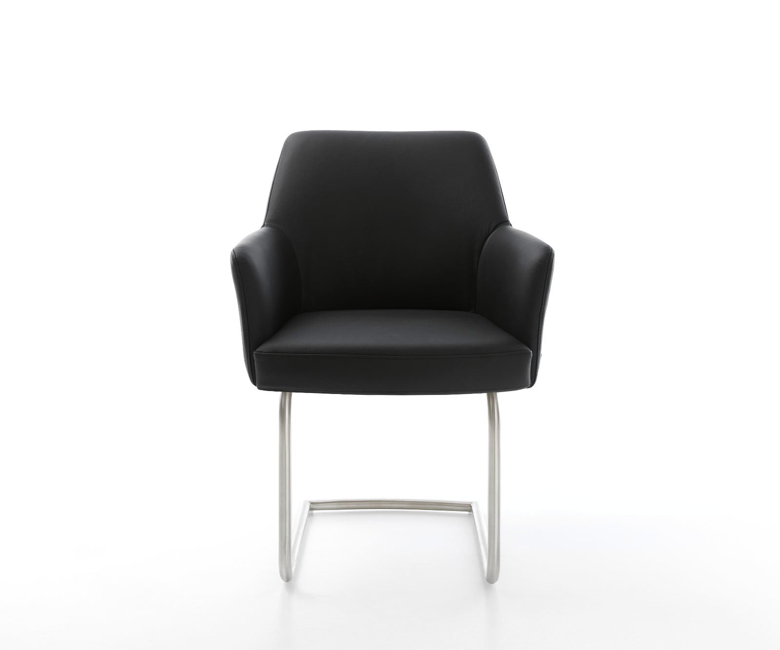 Freischwinger Xana-Flex mit Armlehnen Echt-Leder Schwarz Freischwinger rund Edelstahl Taschenfederkern 1 Freischwinger Xana-Flex mit Armlehnen Echt-Leder Schwarz Freischwinger rund Edelstahl Taschenfederkern 1