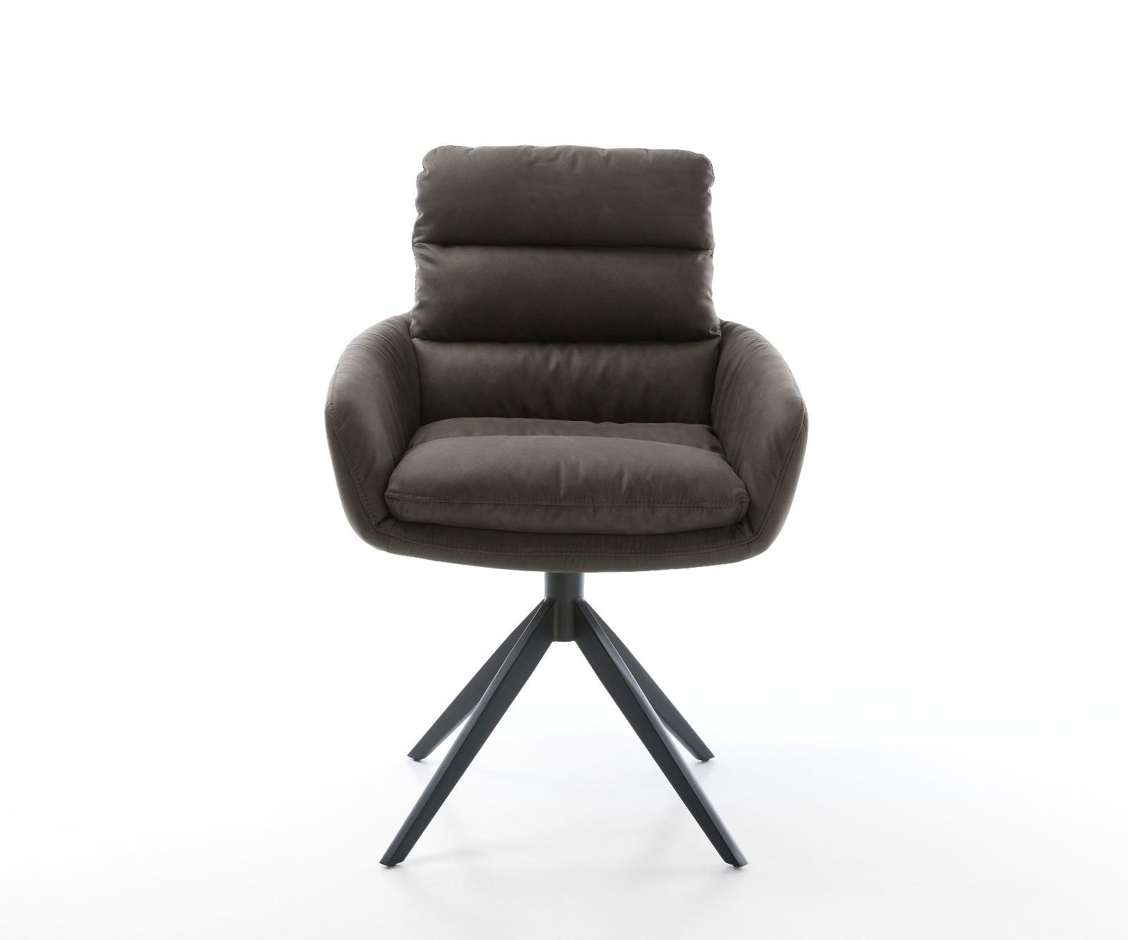 Esszimmerstuhl Abelia-Flex mit Armlehnen Mikrofaser Anthrazit Vintage Kreuzgestell breit Schwarz 2