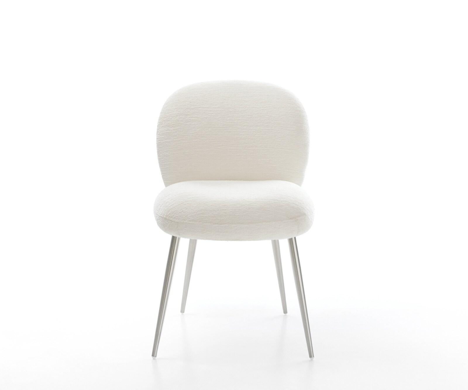 Esszimmerstuhl Nube-Flex Bouclé Soft Beige 4-Fuß konisch Edelstahl Taschenfederkern 2
