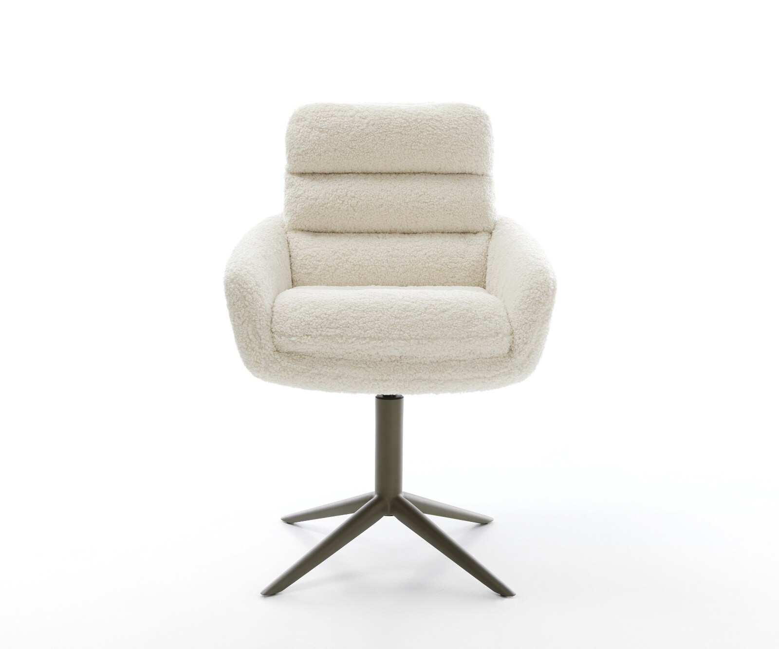 Drehstuhl Abelia-Flex mit Armlehnen Teddystoff Beige Fußkreuz Effektfinish Titan 360° drehbar Wippfunktion 1
