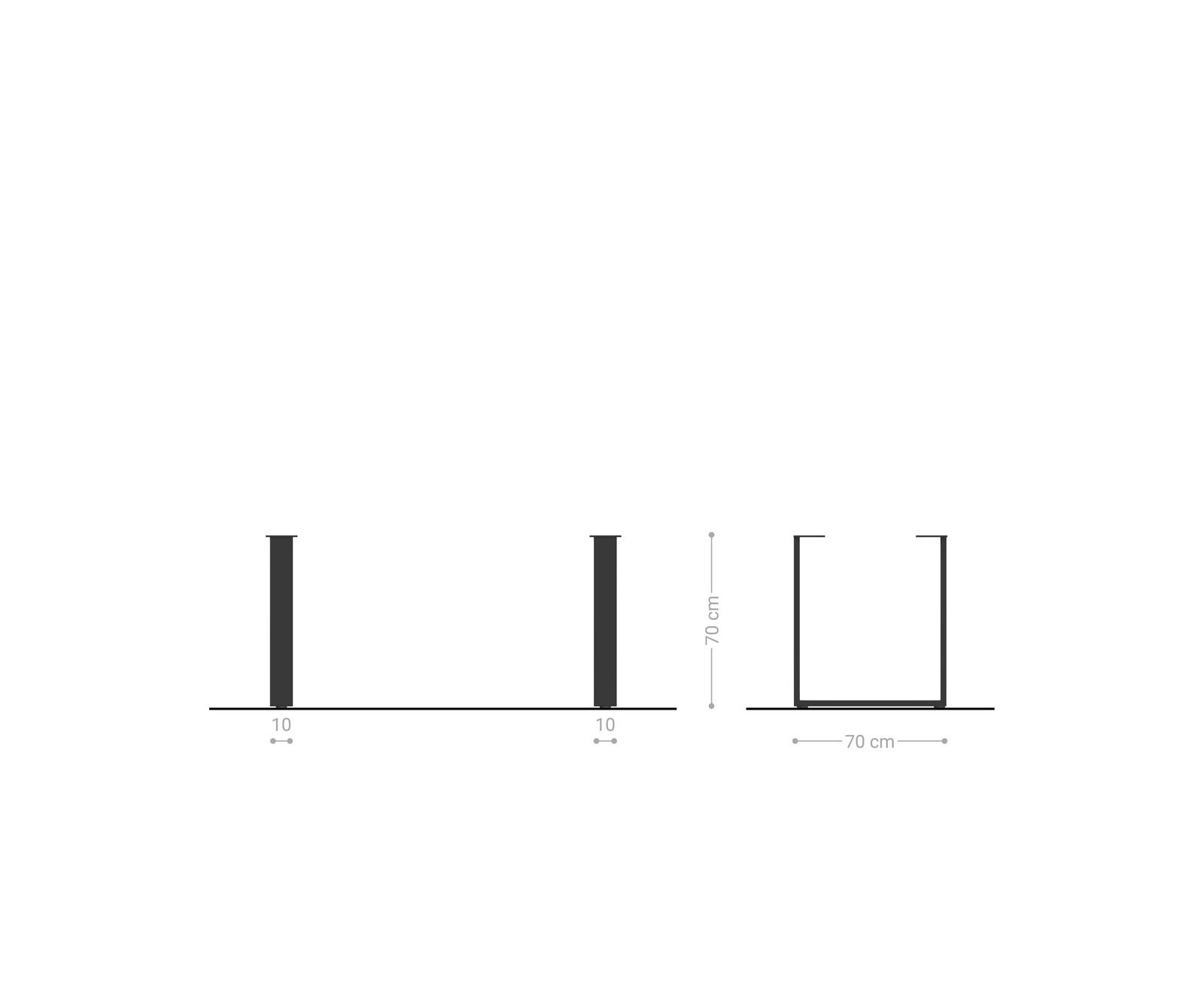 Tischgestell Metall Schmal 2er Set schwarz 3