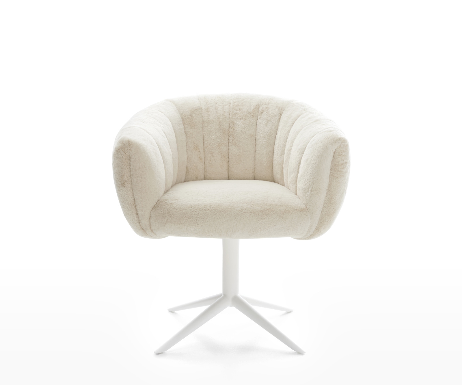 Drehstuhl Jada-Flex Plüsch Creme-Weiß Fußkreuz Weiß 360° drehbar Wippfunktion Taschenfederkern 2