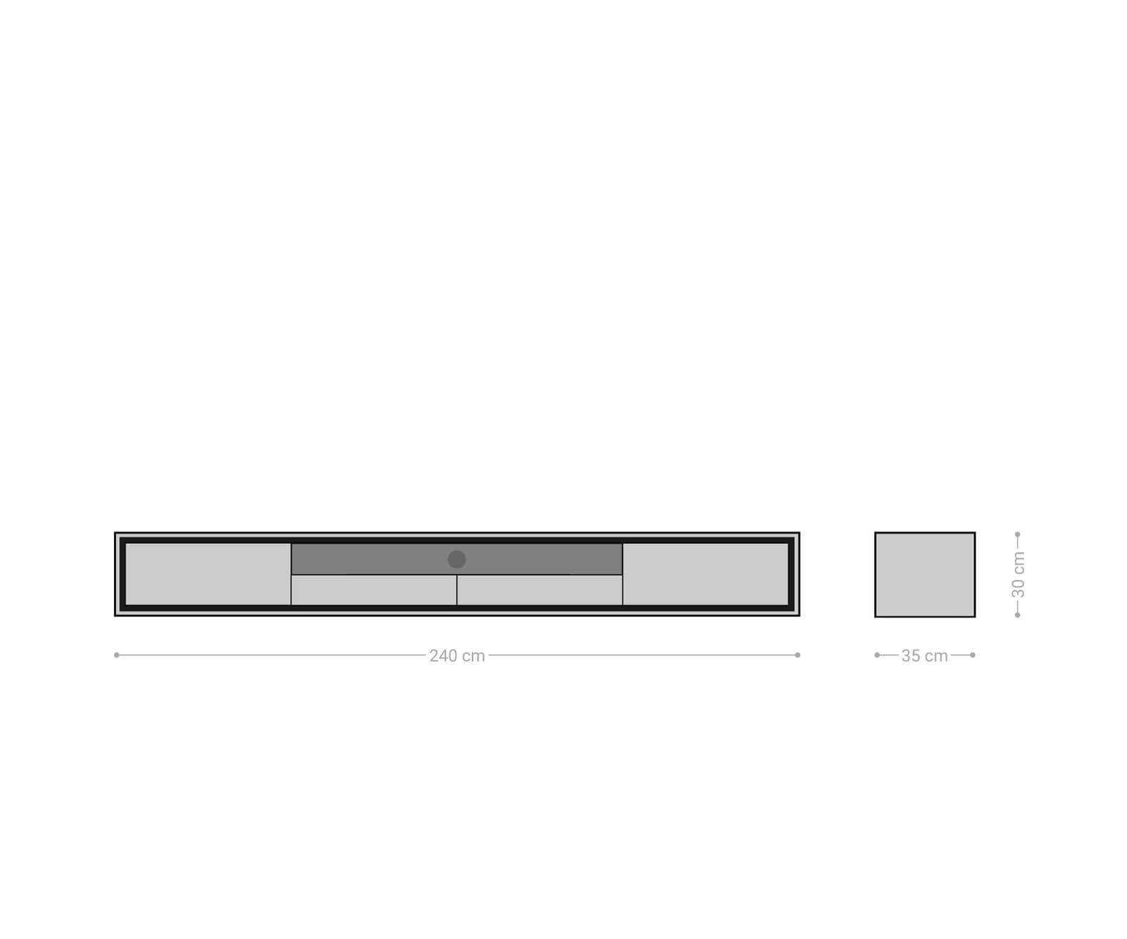 Lowboard Stonegrace 240 cm Akazie Braun 2 Türen 2 Schubladen 1 Fach Steinfurnier Schwebend 6