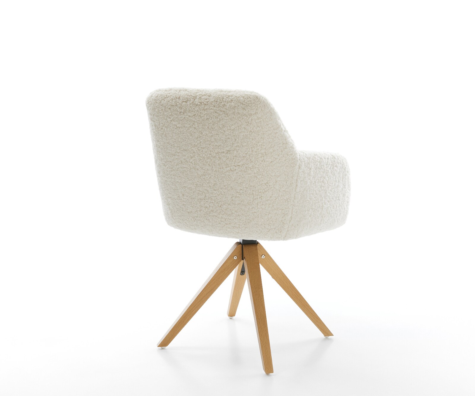 Drehstuhl Greg-Flex Teddystoff Beige Holzgestell kantig Natur 360° drehbar Taschenfederkern 5