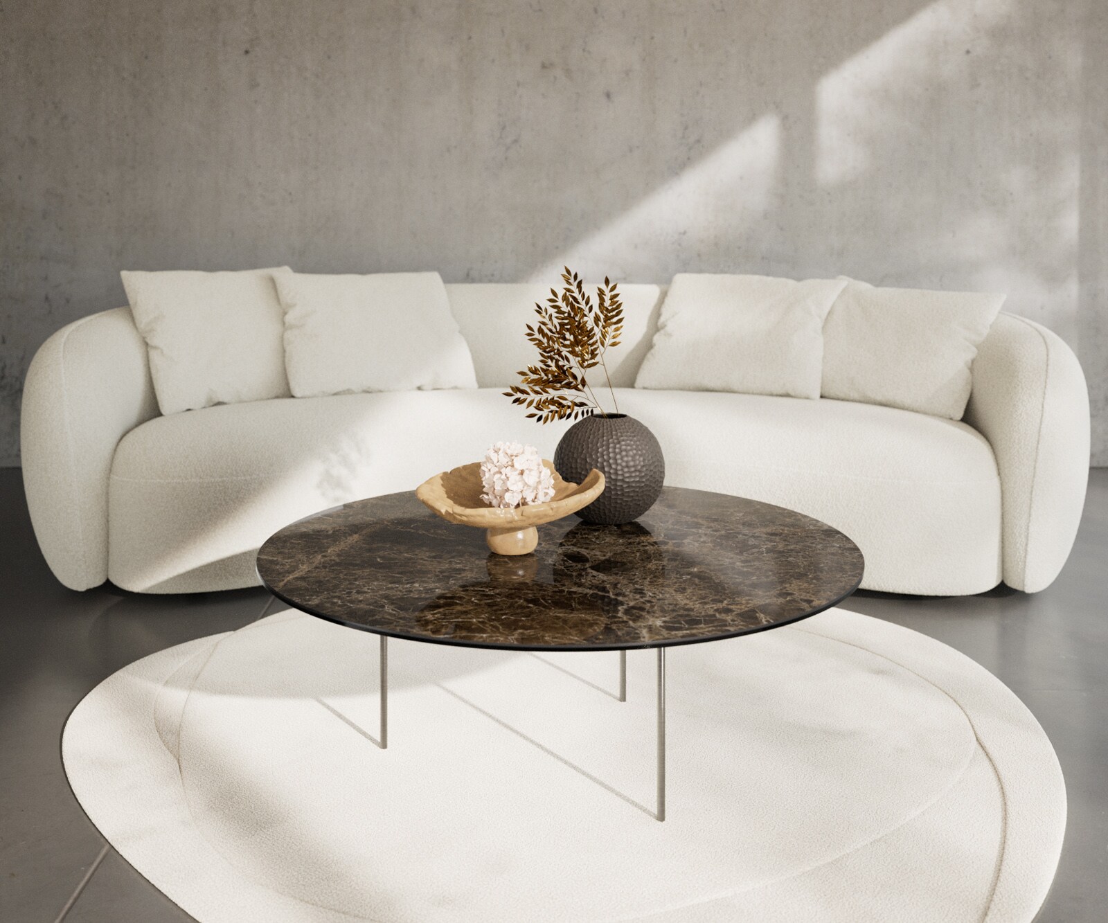 Couchtisch Edge Rund 100x100 cm Keramik Laminam® Emperador Extra Lucidato D günstig online kaufen