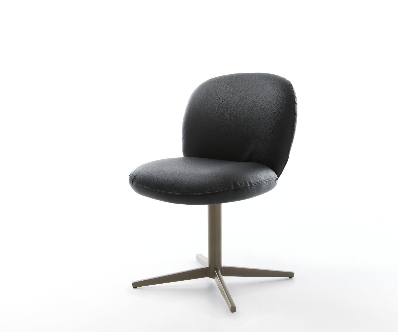 Drehstuhl Nube-Flex Echt-Leder Schwarz Fußkreuz Effektfinish Titan 360° drehbar Taschenfederkern