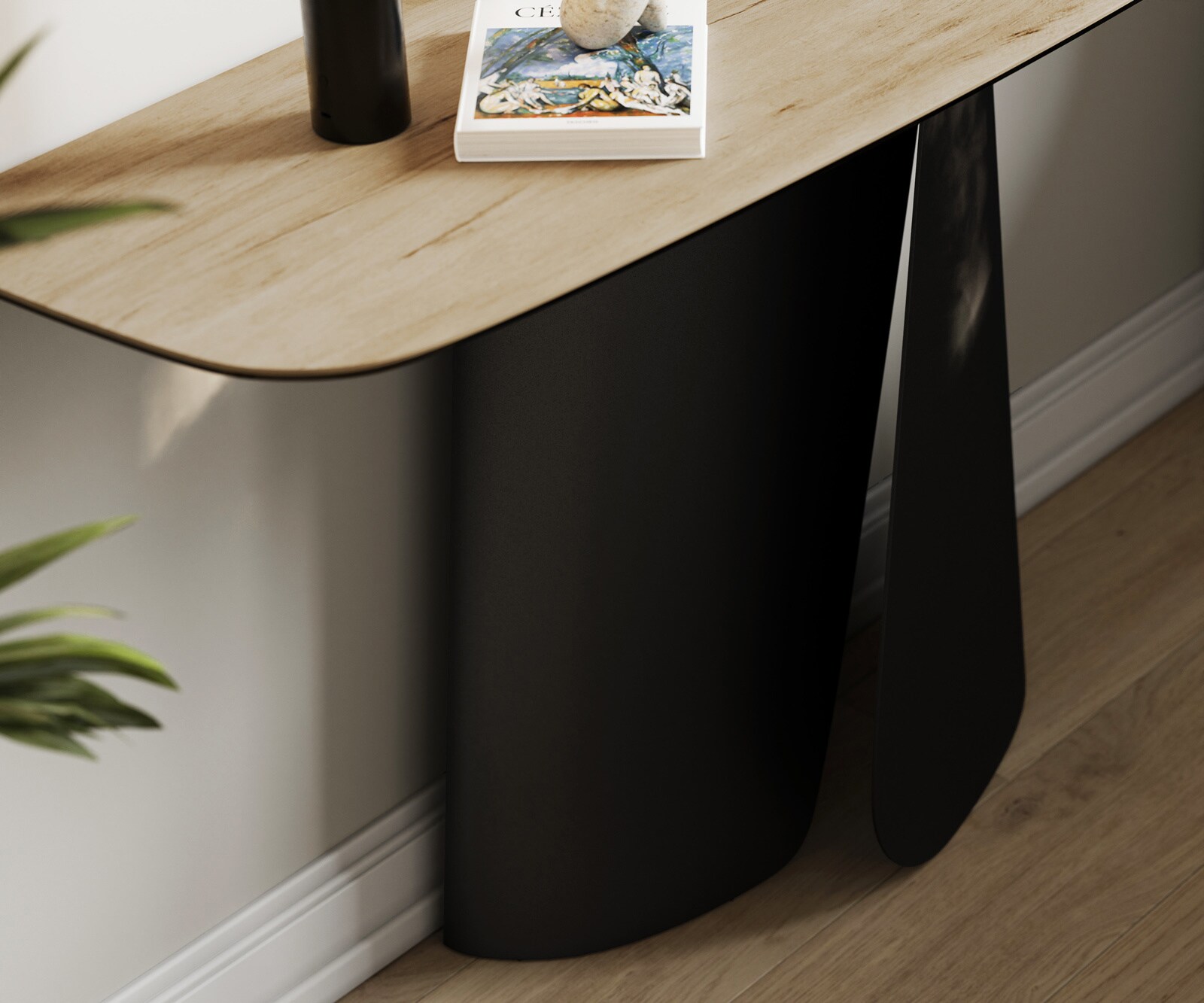 Konsolentisch Edge Boot 140x40 cm Keramik Laminam® Sabbia Eichefarbig Livos Metall Schwarz 5